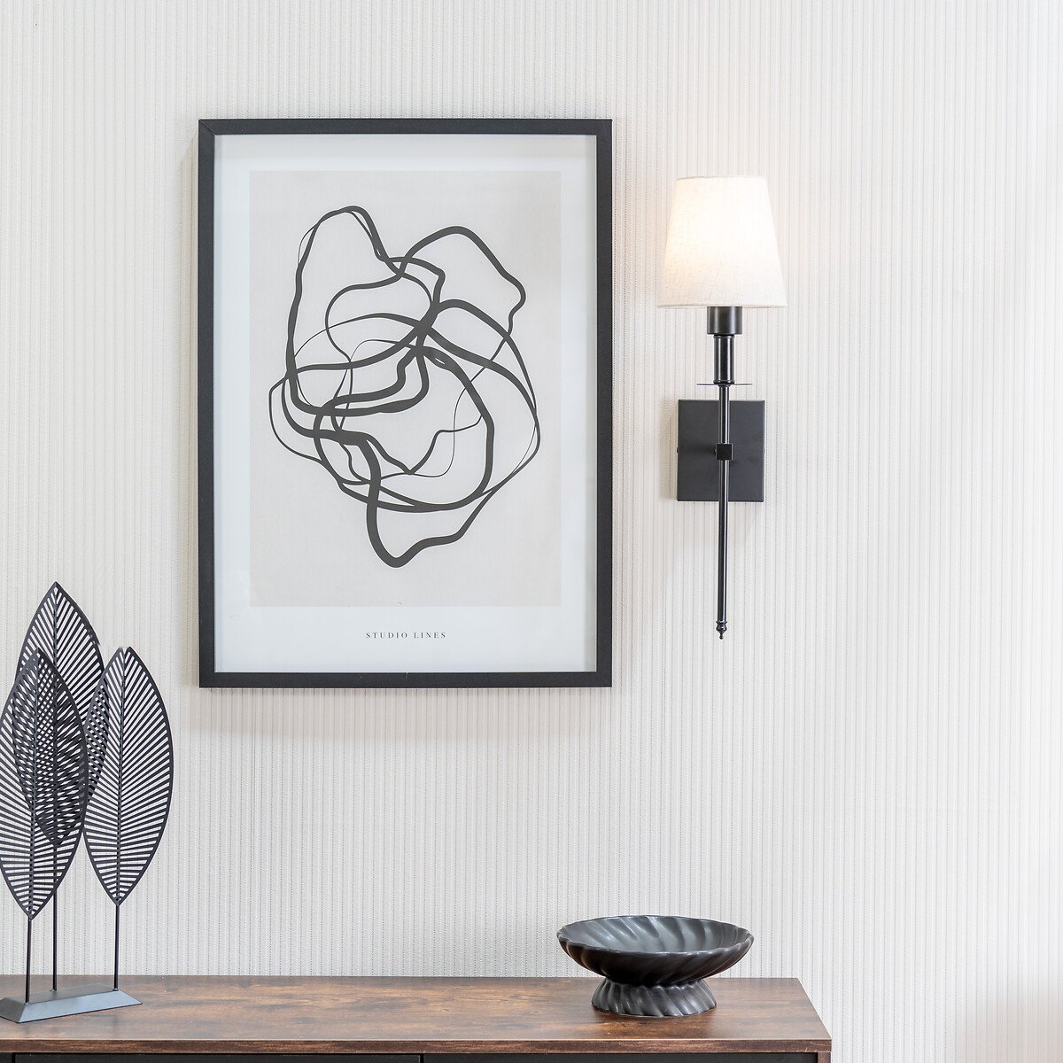 Kasey Rechargeable Easy Fit Wall Light with Shade in Black black, SO'HOME