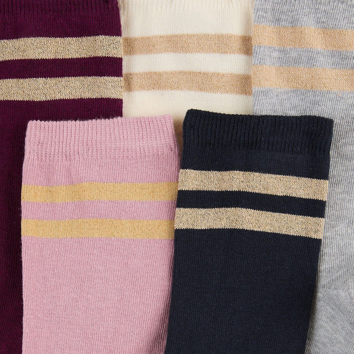 Lot de 5 paires de chaussettes, rayées sur le haut assortis, LA REDOUTE COLLECTIONS