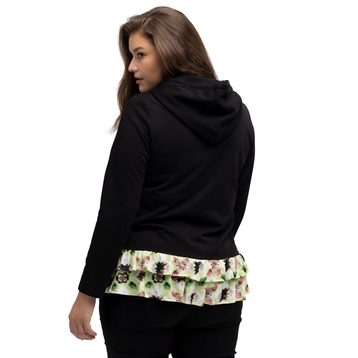 Sweat à capuche, effet superposé, ligne en A noir, ULLA POPKEN