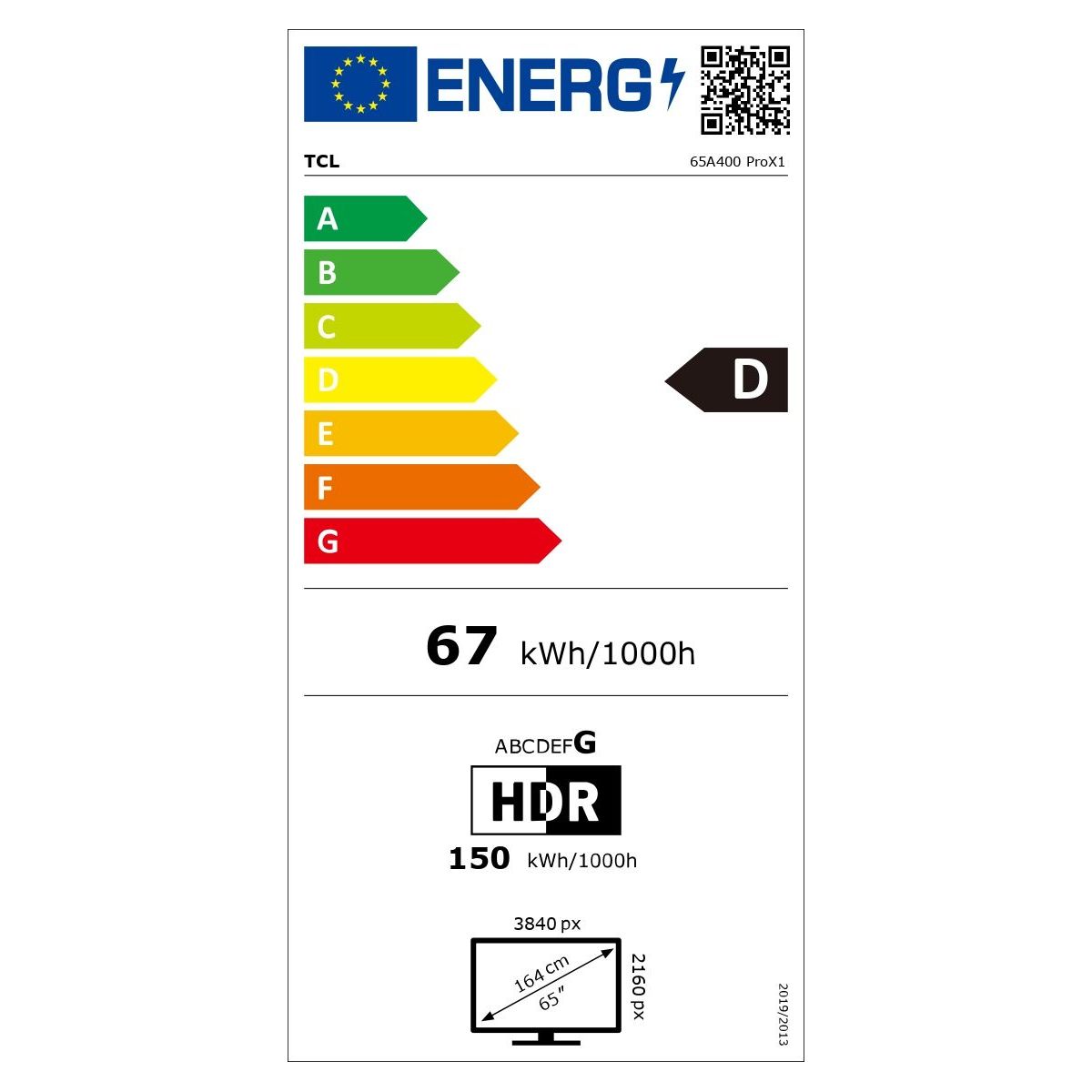 TV Mini LED 65A400 PRO (2026) 65" (165 cm) couleur unique, TCL