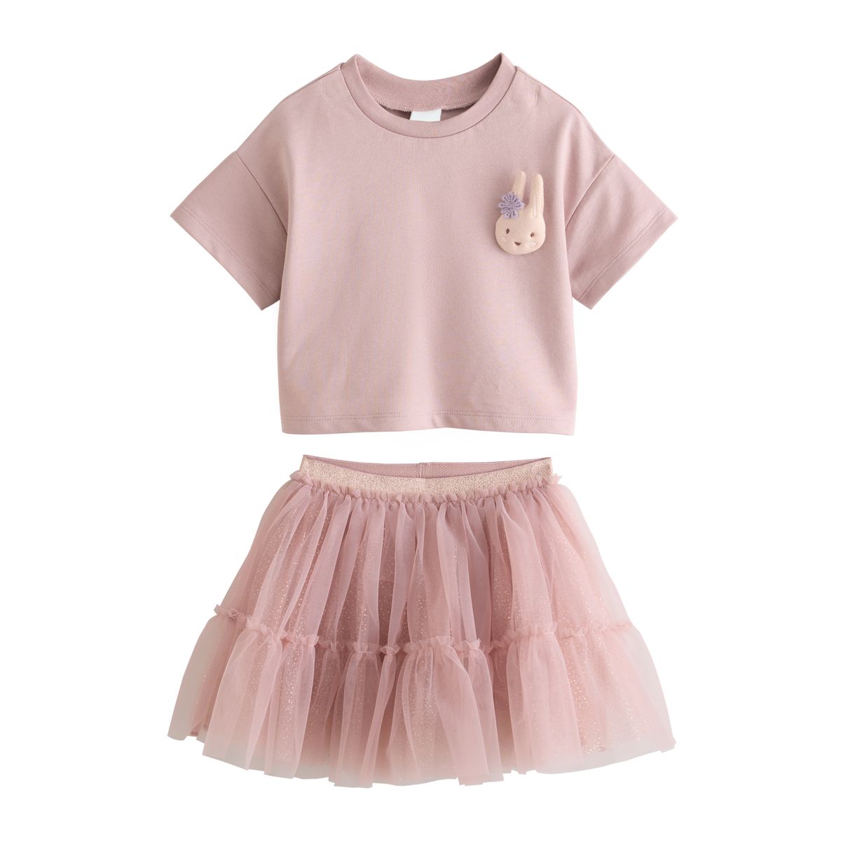 Ensemble haut à manches courtes et jupe tutu lapin rose rembourré, NEXT