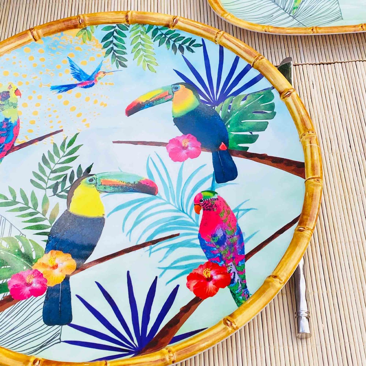 Grande assiette plate en mélamine Rio 28 cm multicolore, LES JARDINS DE LA COMTESSE