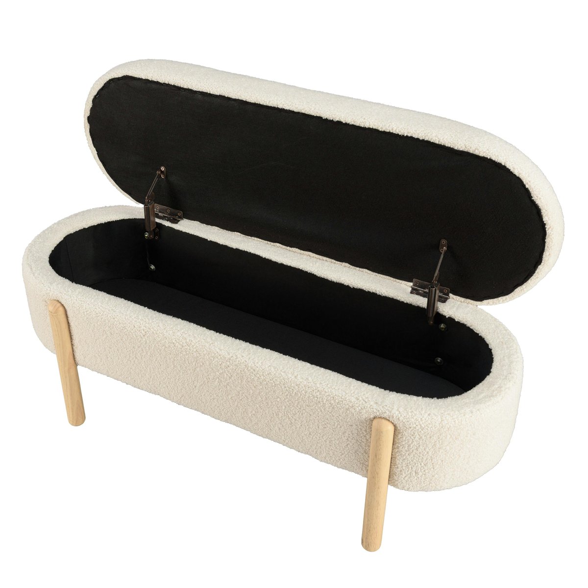 Banc forme arrondie avec rangement tissu écru COLOMBUS ecru, PIER IMPORT