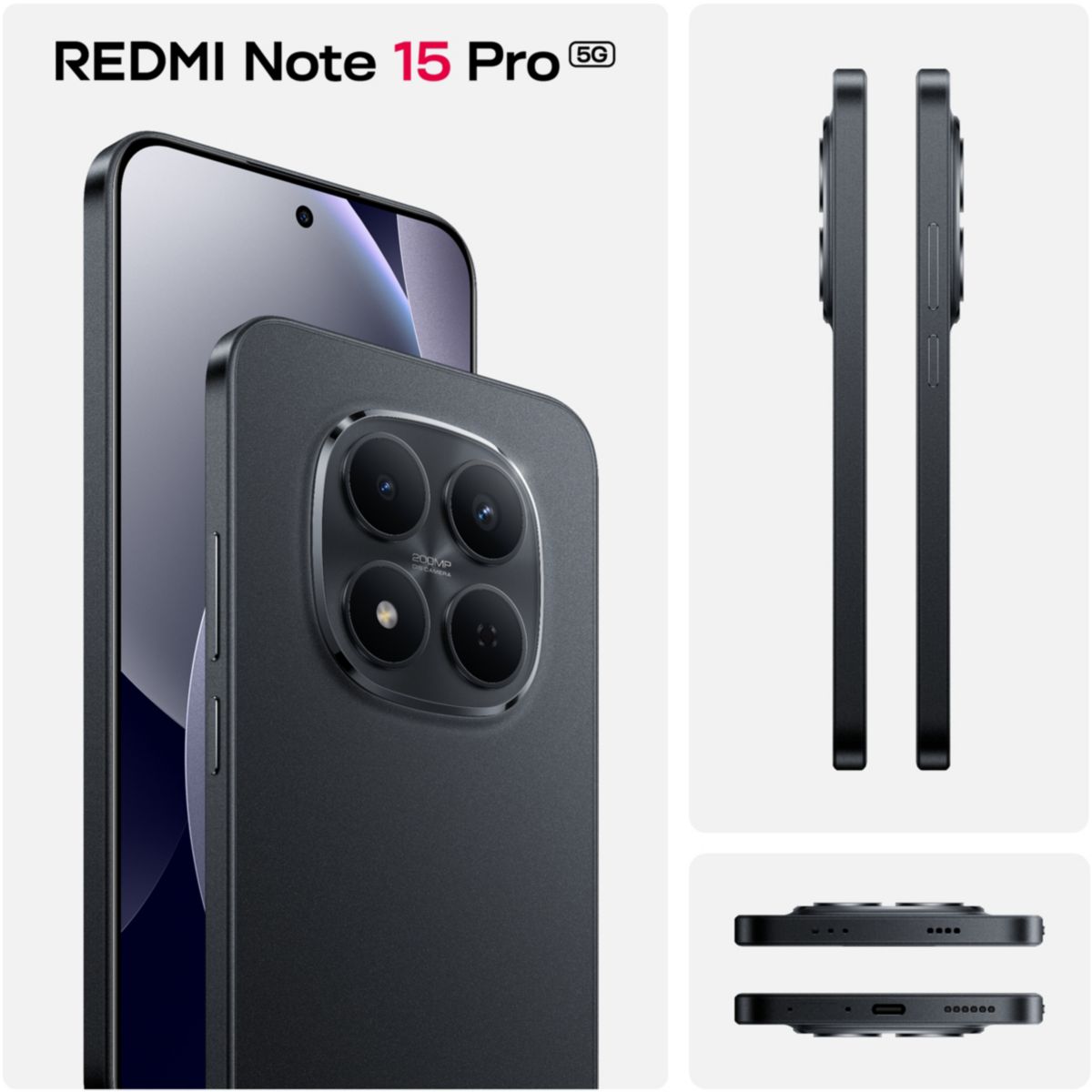 Smartphone Pack Redmi Note 15 Pro 5G 256Go Noir + Camera couleur unique, XIAOMI
