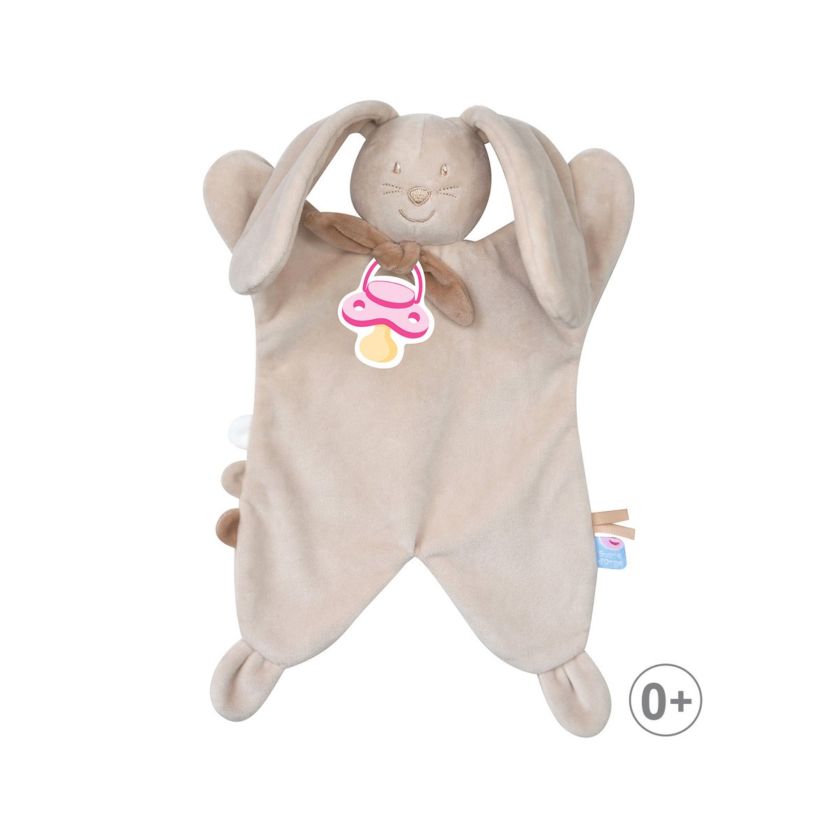 Doumou tetinou xl lapin velours doux beige beige, SUCRE D'ORGE