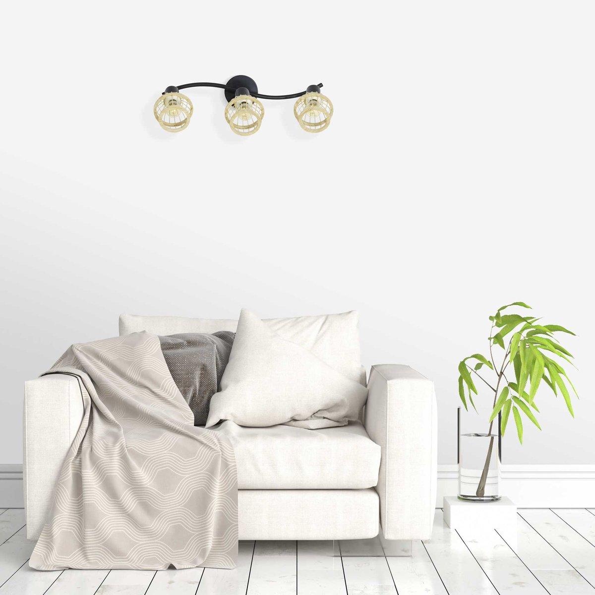 Applique murale en bambou et métal, NANKIN naturel, C-CREATION