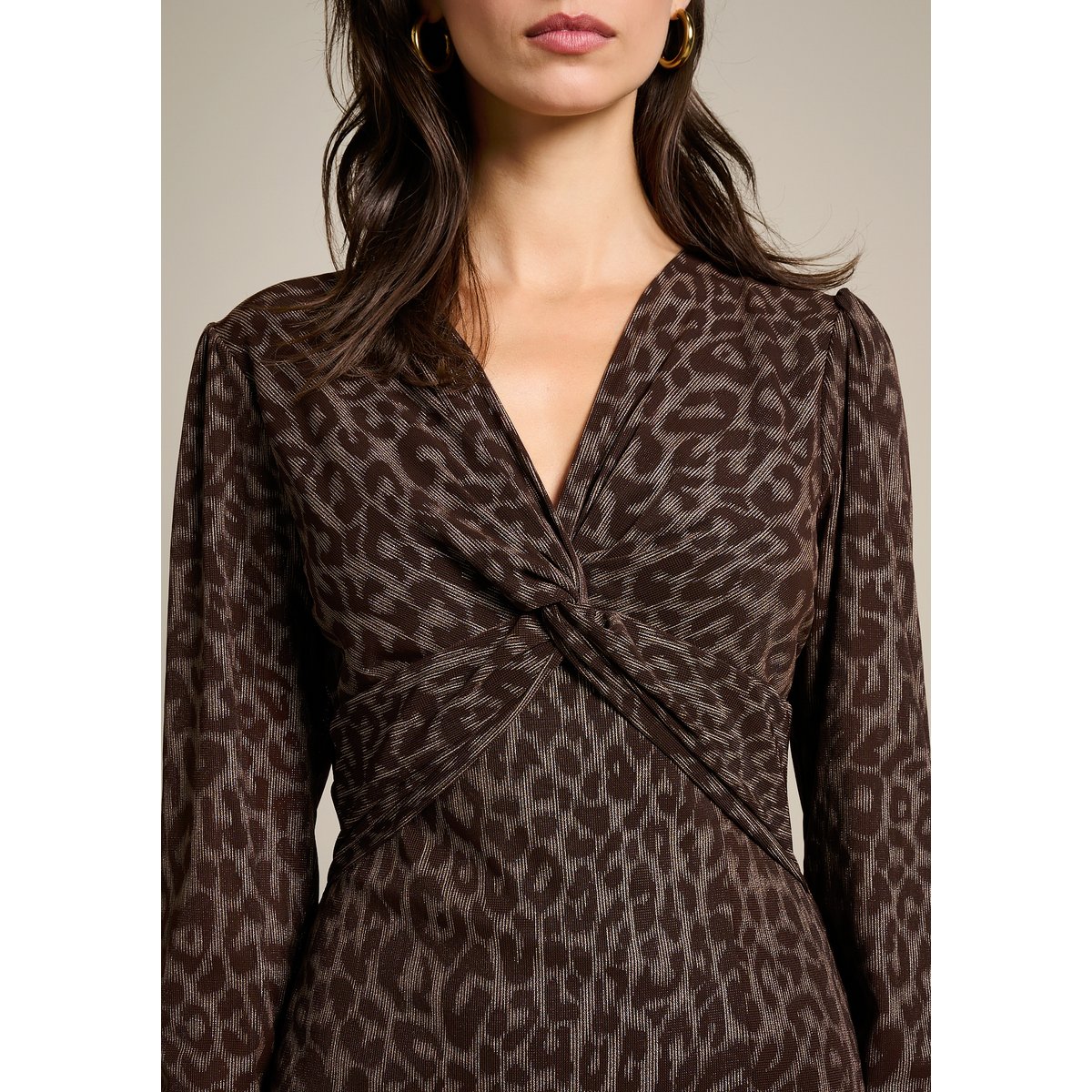 Robe longue en résille léopard brown coffee, LOLALIZA