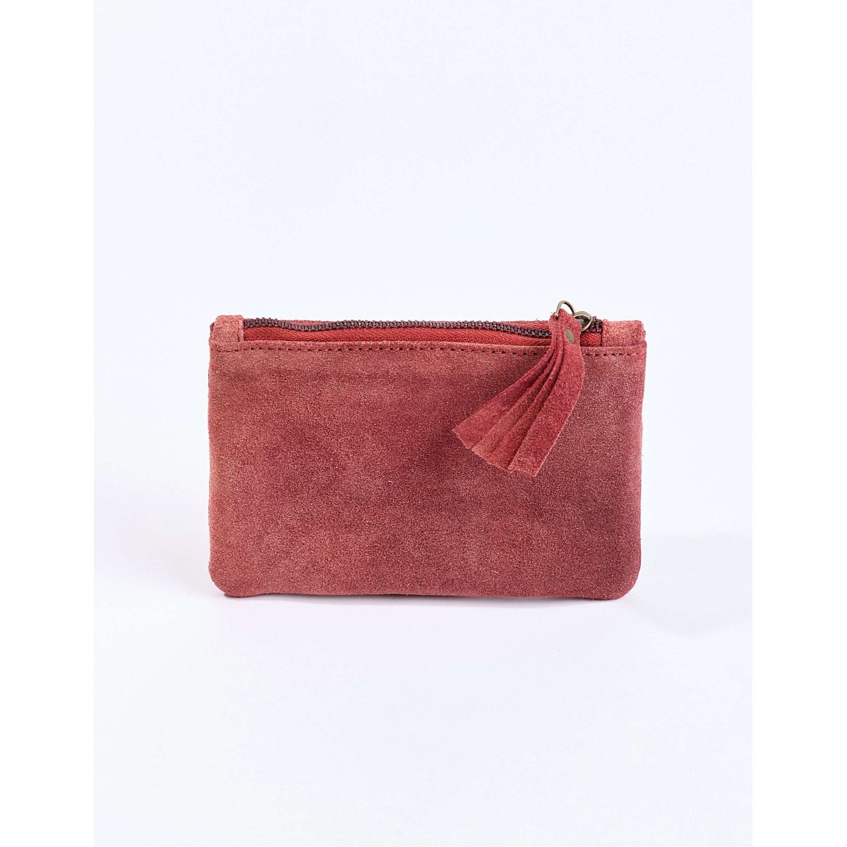 Petite pochette zippée en Suede de cuir YADAV rouge yadav, LA FIANCÉE