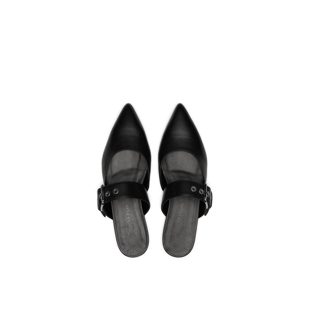 Mules en cuir de vache noble schwarz, MARC O'POLO