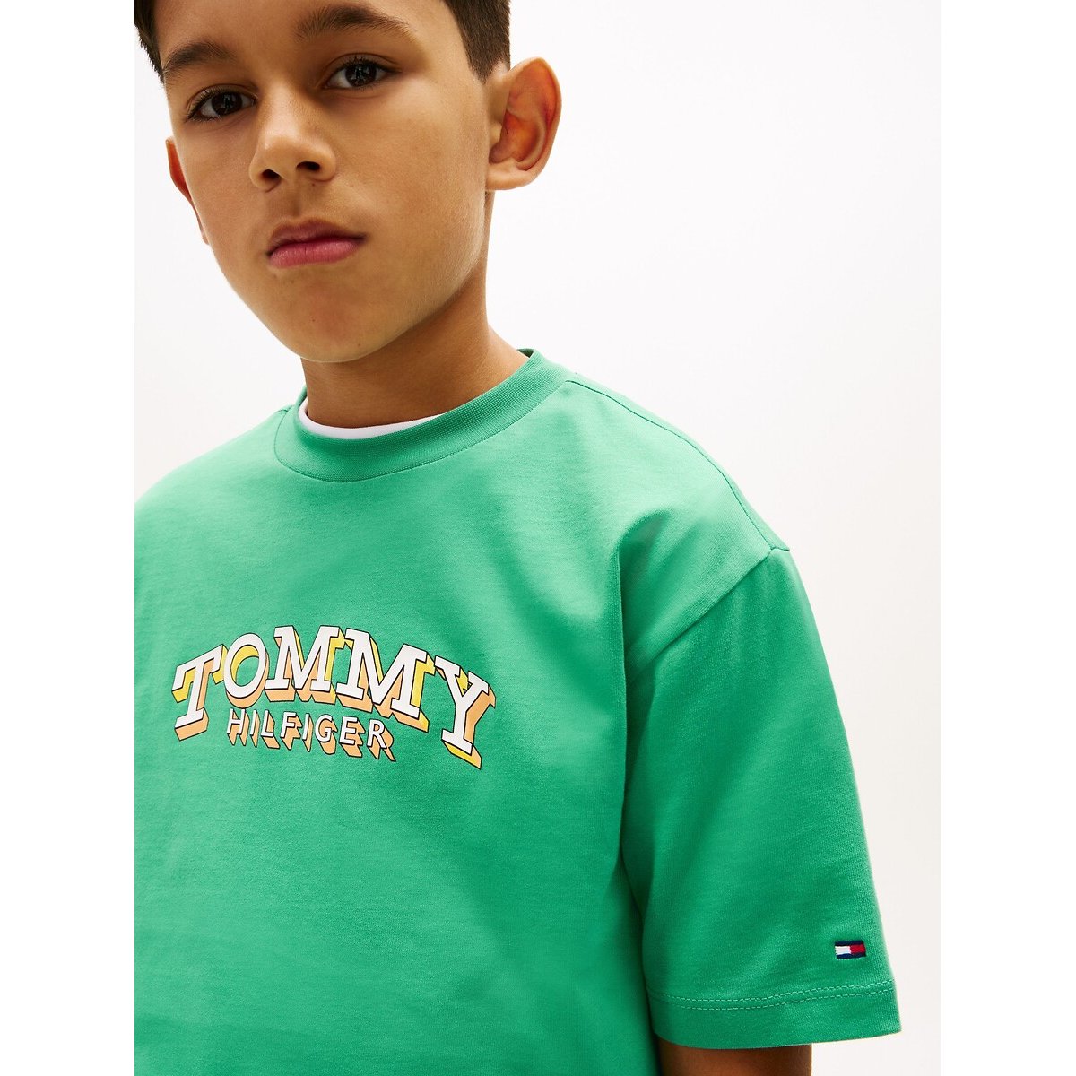 Katoenen T-shirt met korte mouwen groen  , TOMMY HILFIGER