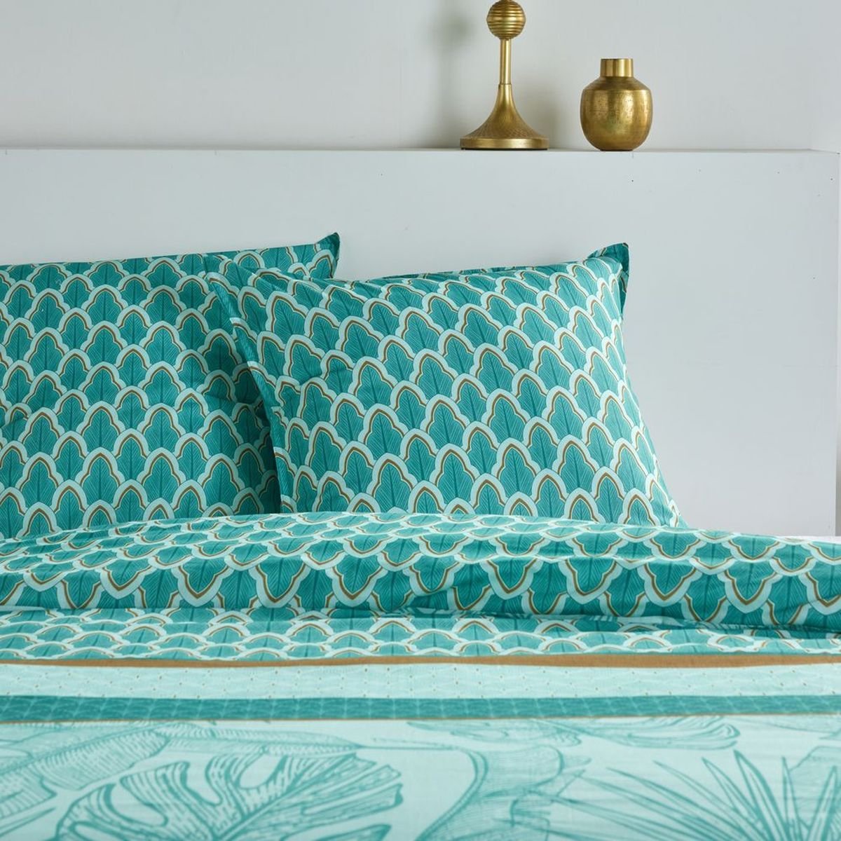 Parure de lit imprimé Floral coton SUNSHINE LAURENN bleu, TODAY
