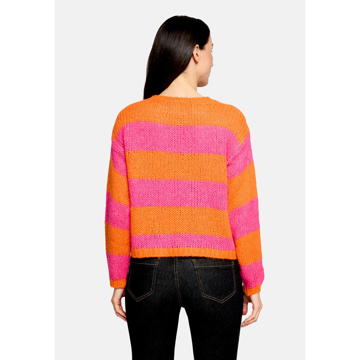 Pull-over en maille à encolure ronde orange/pink, CARTOON
