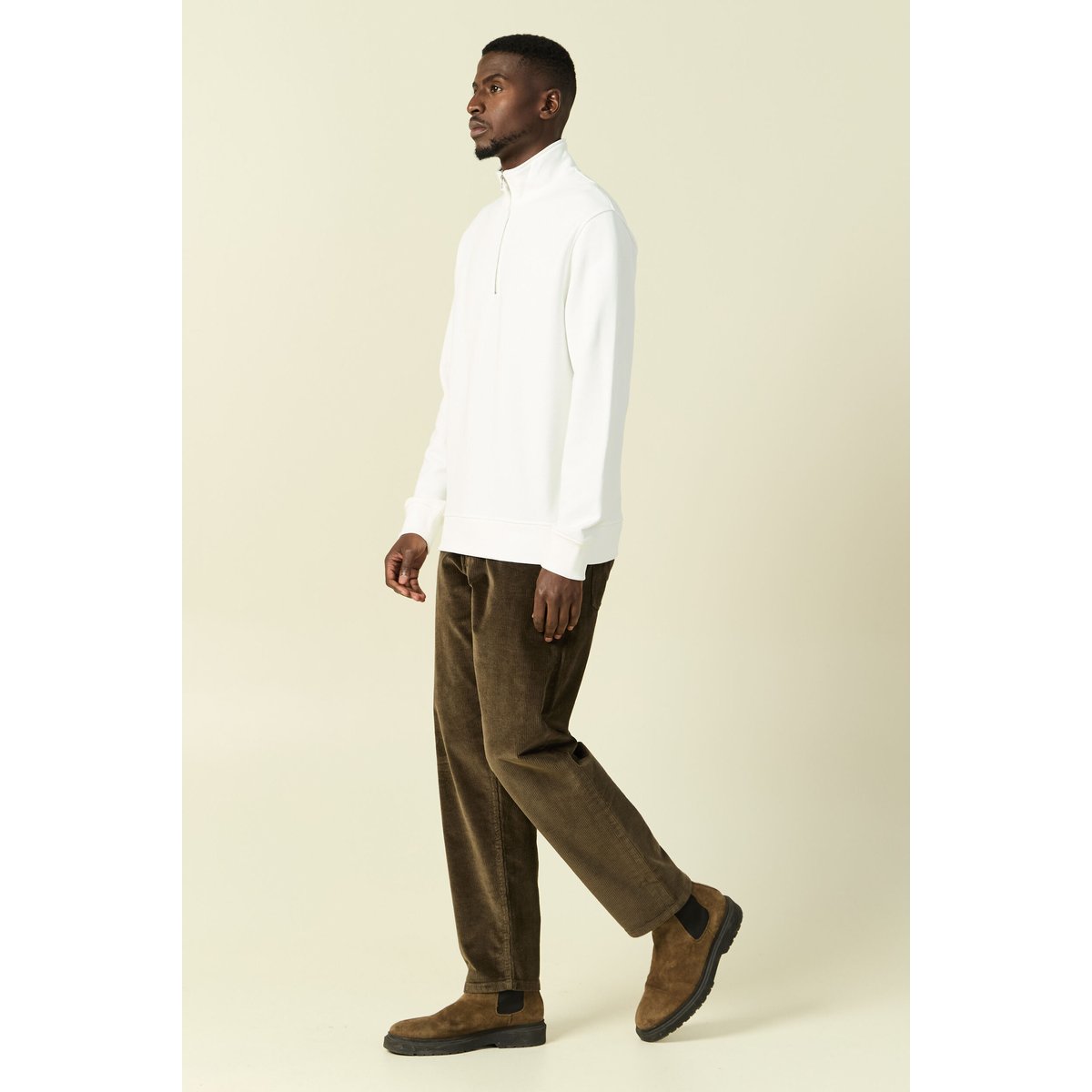 Sweat col montant manches longues ecru, BONOBO