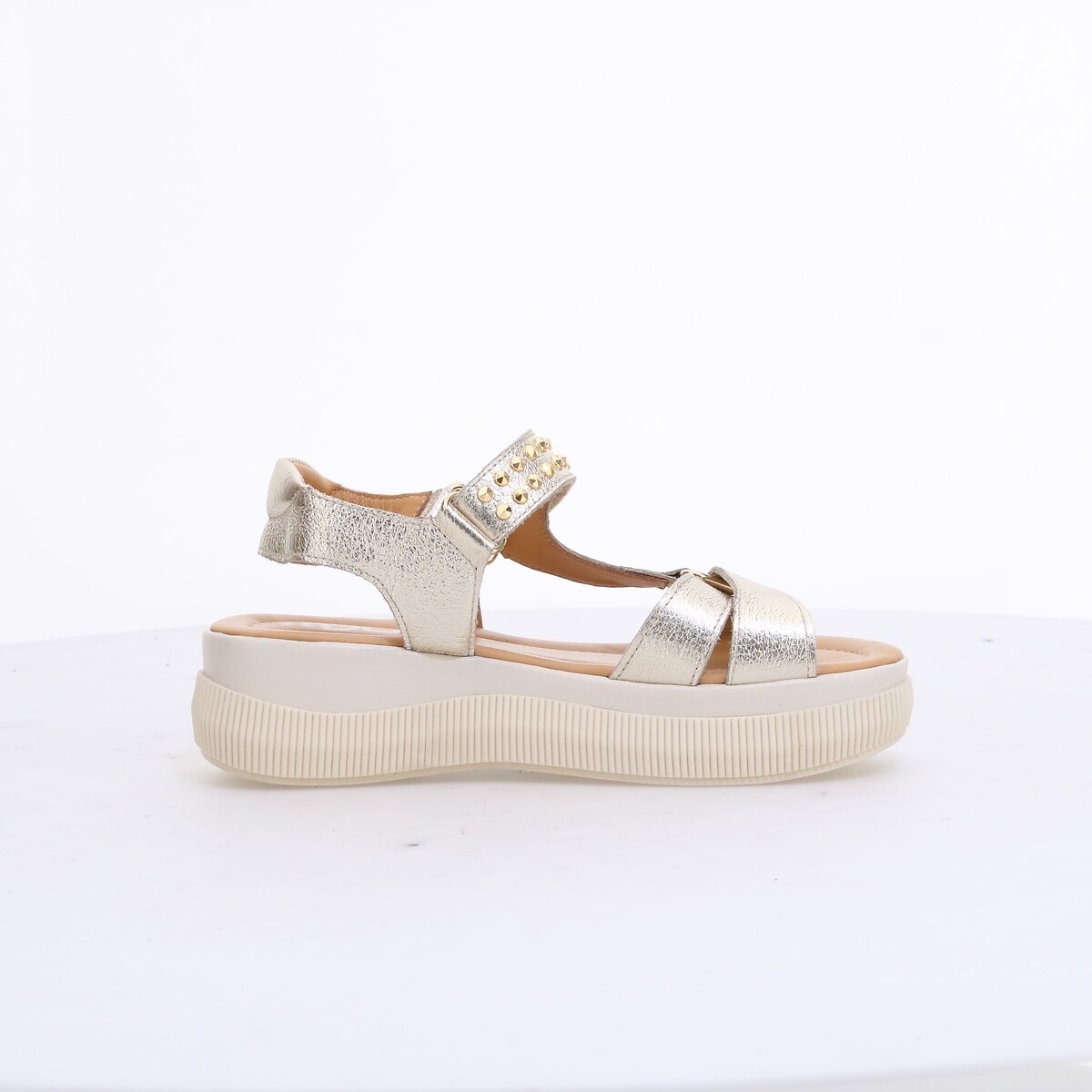Sandales plateforme en cuir platine, MJUS