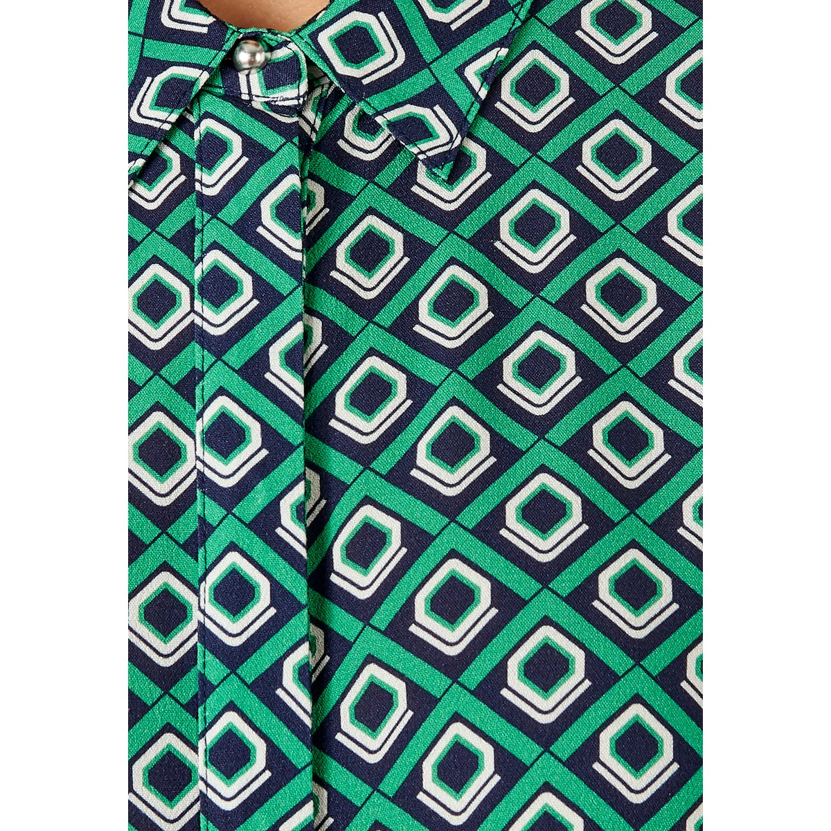 Chemisier-tunique à ceinture fibres viscose vert graphique, DAMART