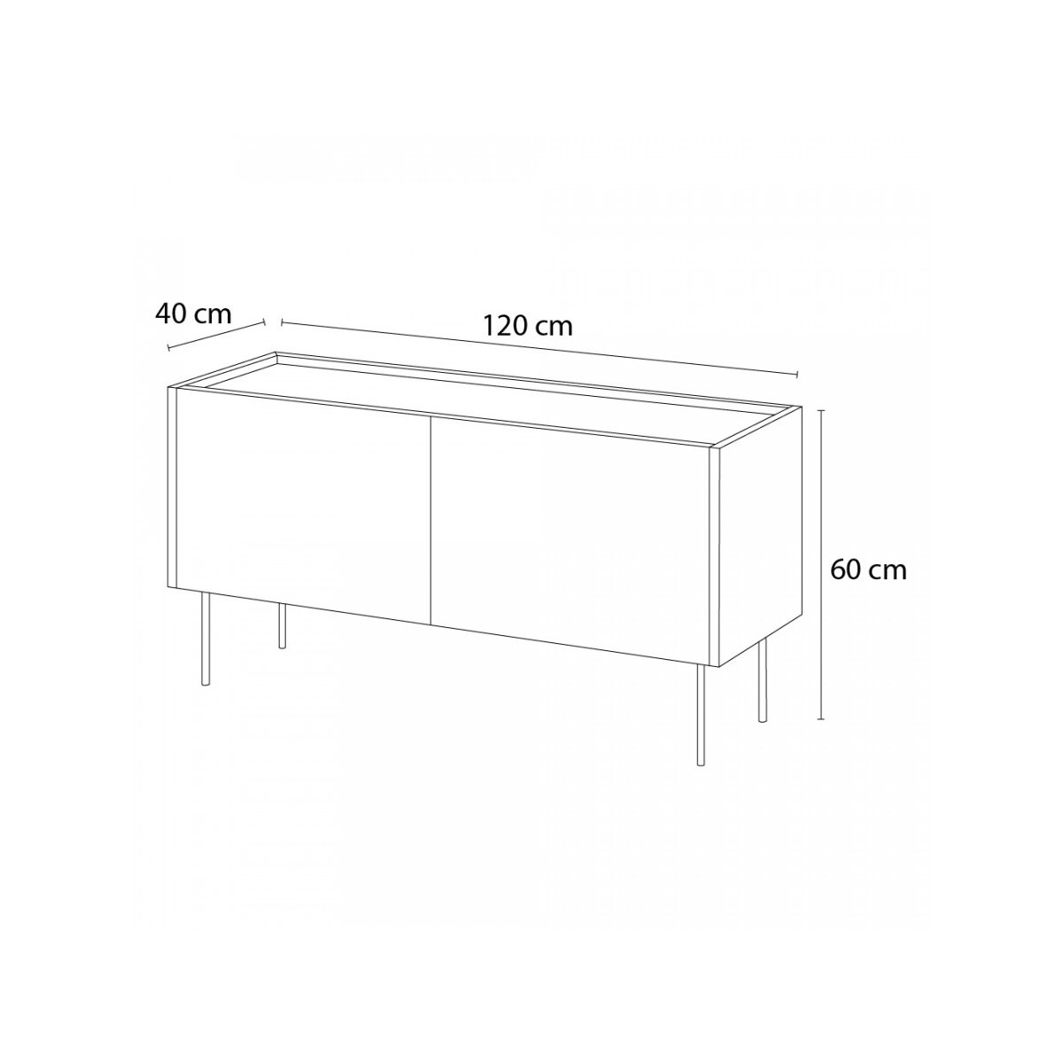 Meuble TV 120 cm panneaux de particules, ATLAS rouge, BOBOCHIC