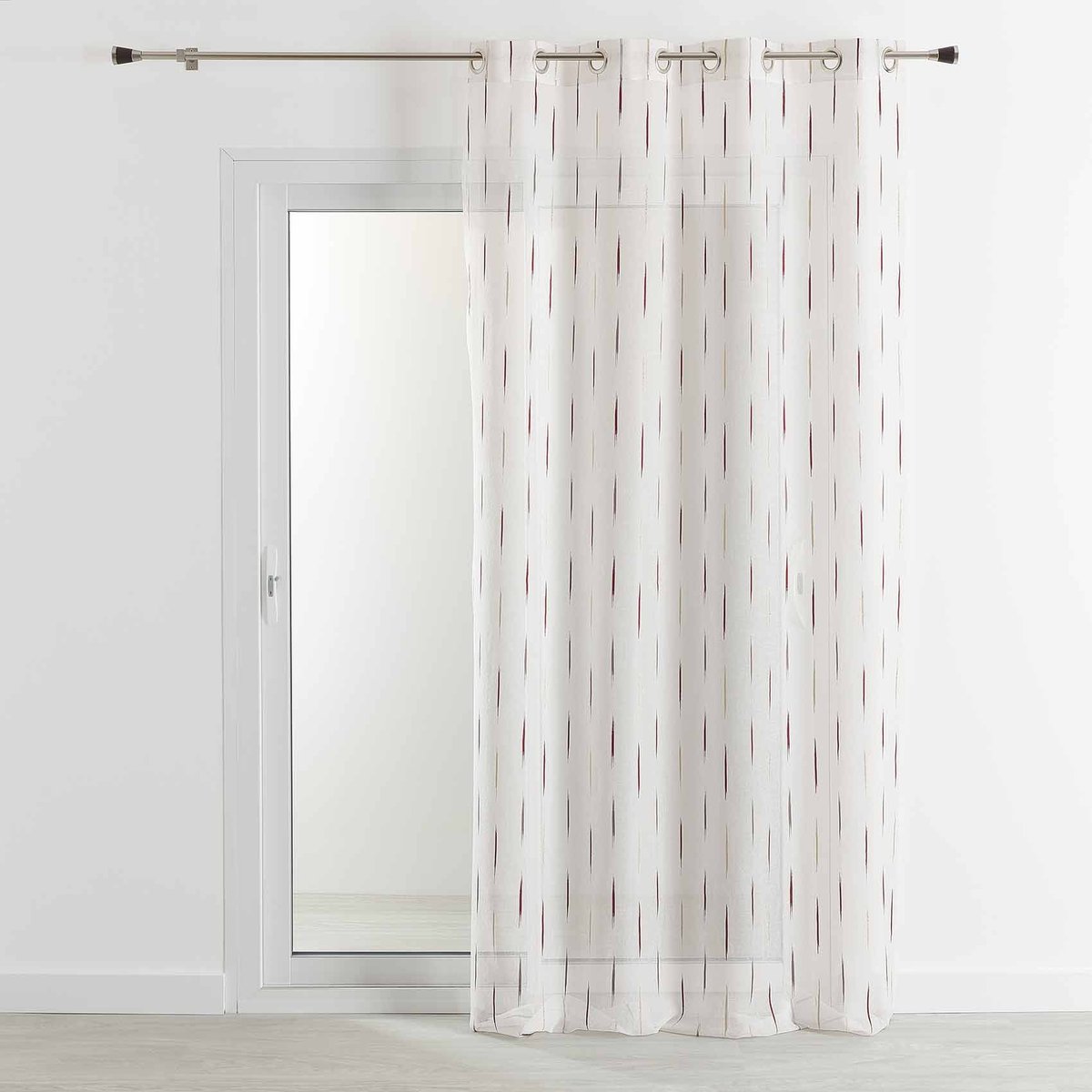 Voilage en étamine à jacquard rayé - QABANE bordeaux, HOME MAISON