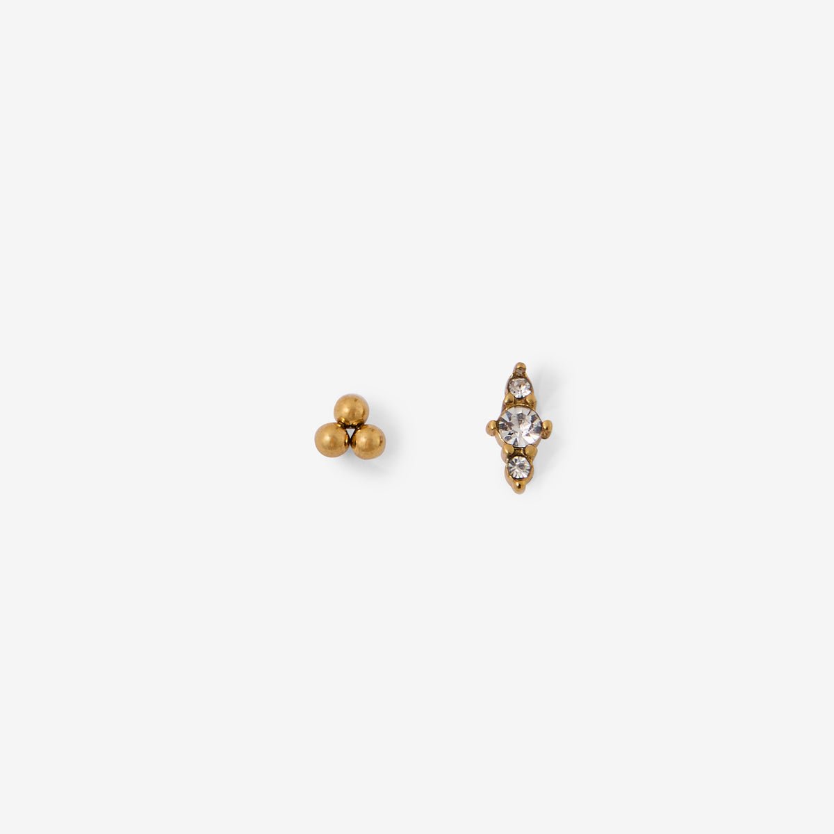 Set de 2 piercings hélix/tragus strass de zircon doré, BALABOOSTE