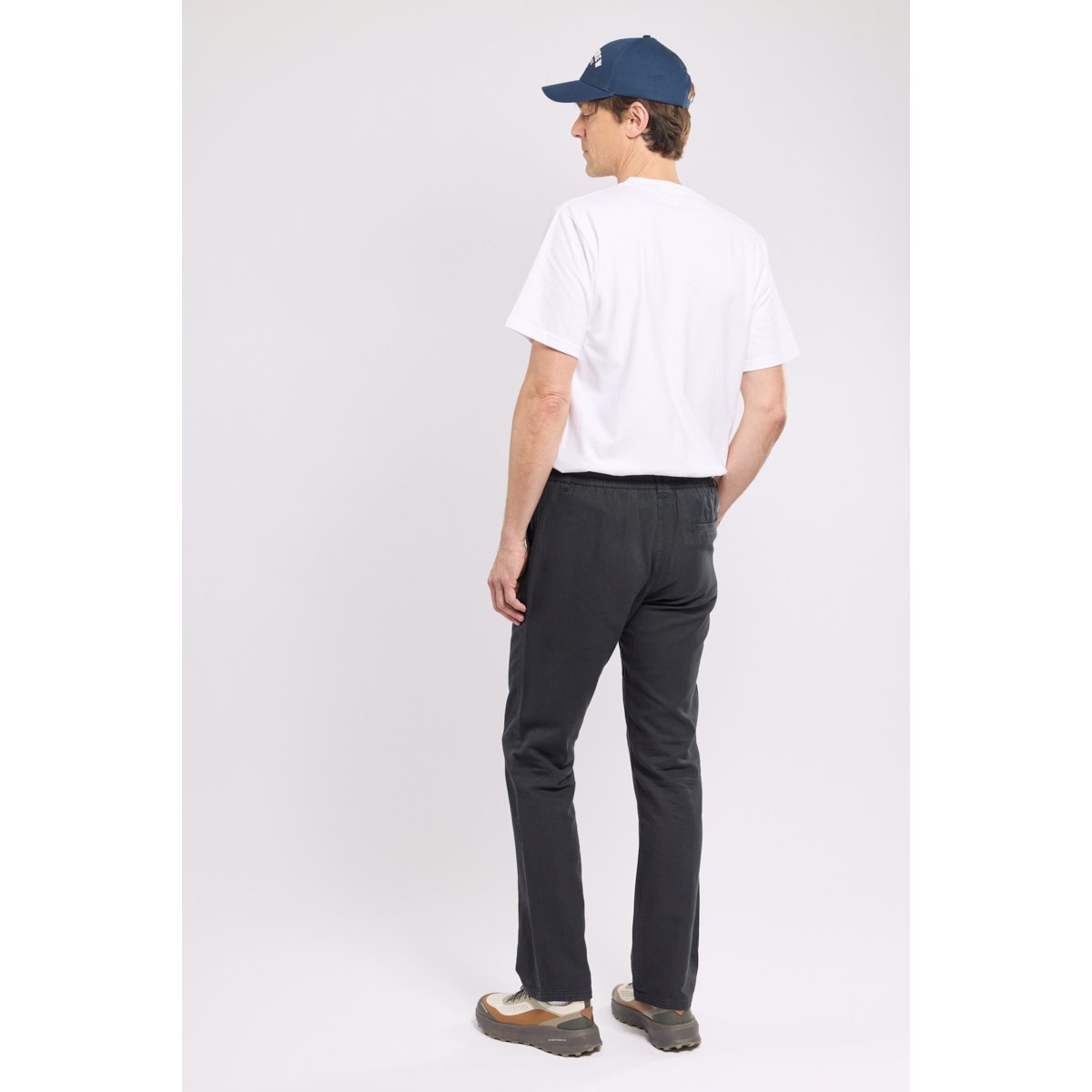 Pantalon taille élastique DOMINO en lin et coton pour homme navy, BERMUDES