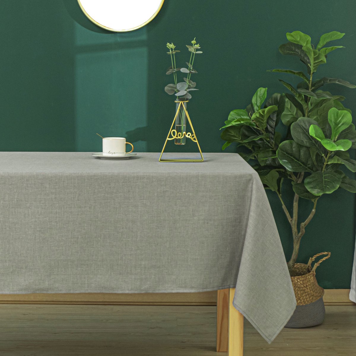 Nappe anti tâches et infroissable  -  - Effet chiné gris anthracite, HOME MAISON