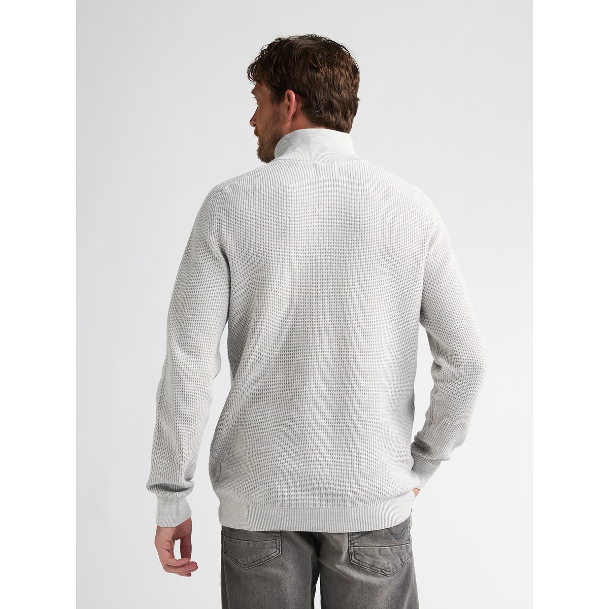Pull chiné à col zippé rockford blanc antique white melee, PETROL INDUSTRIES