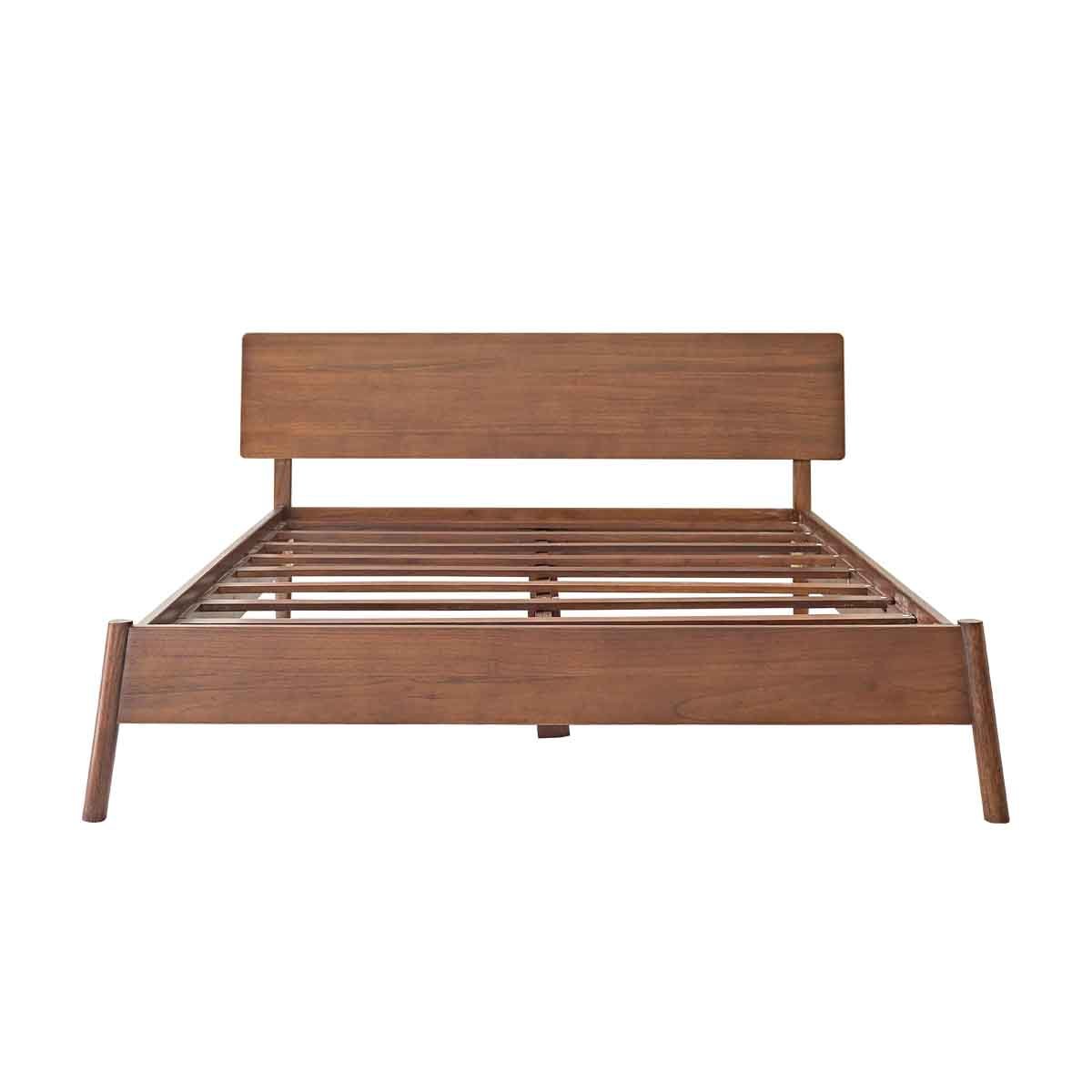 Lit en bois mindi massif 160 cm avec sommier VINTAGE marron, BERAH GETAH