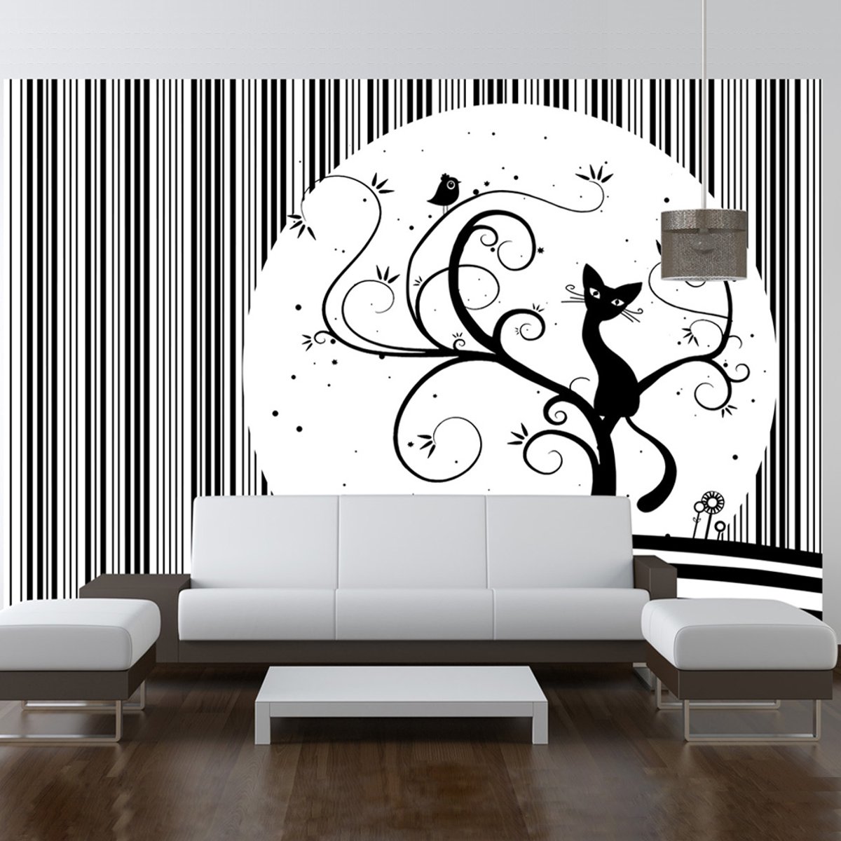Papier peint intissé panoramique Pour enfants Cat's melody III noir, EDEN