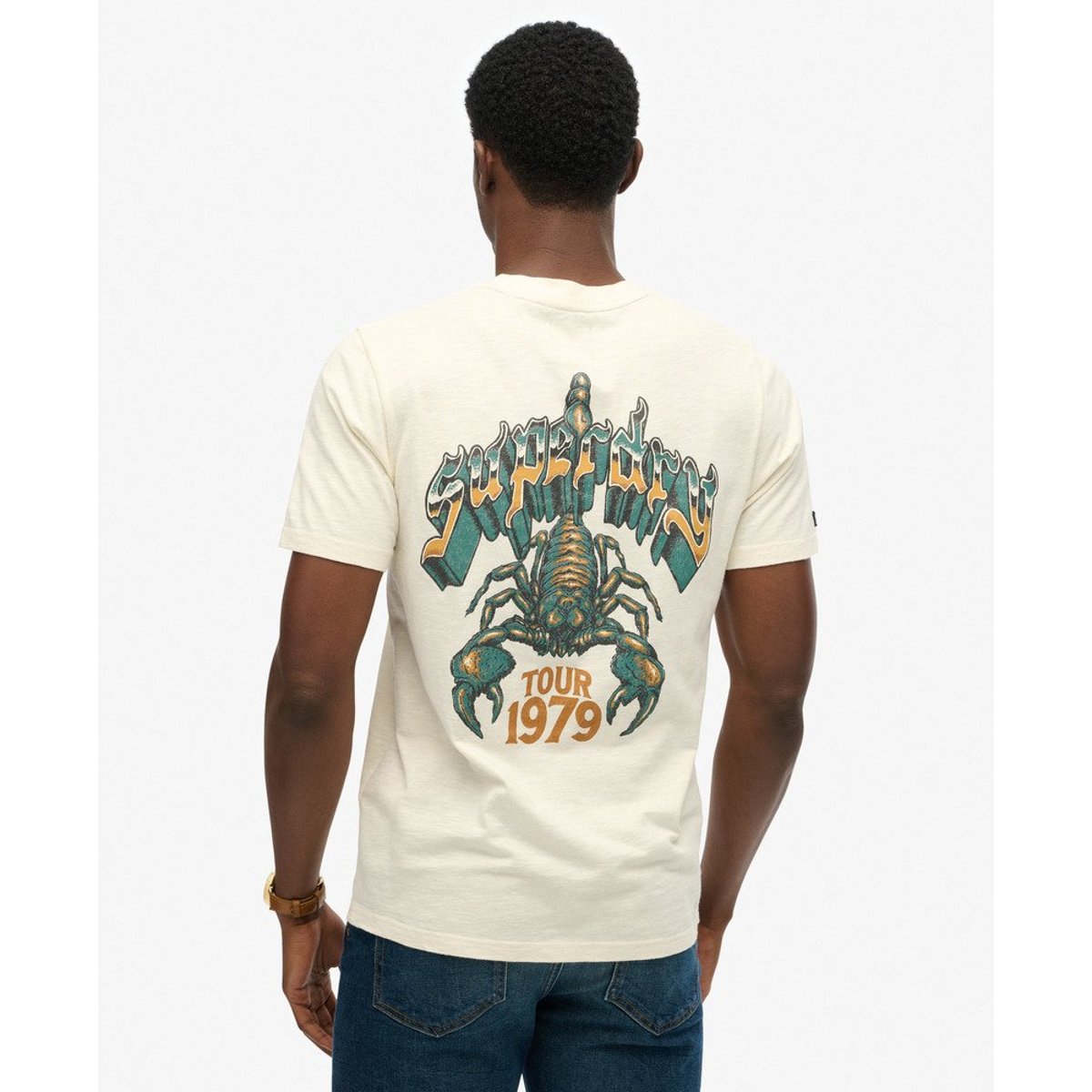 T-Shirt Décontracté Biker Rock crème, SUPERDRY