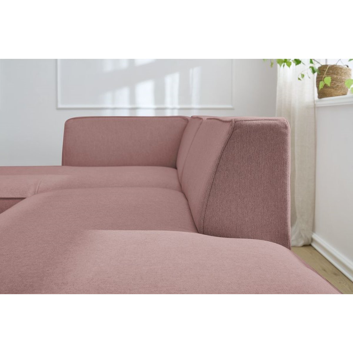 Canapé modulable 4 places en tissu chiné, MEGEVE rose, BOBOCHIC