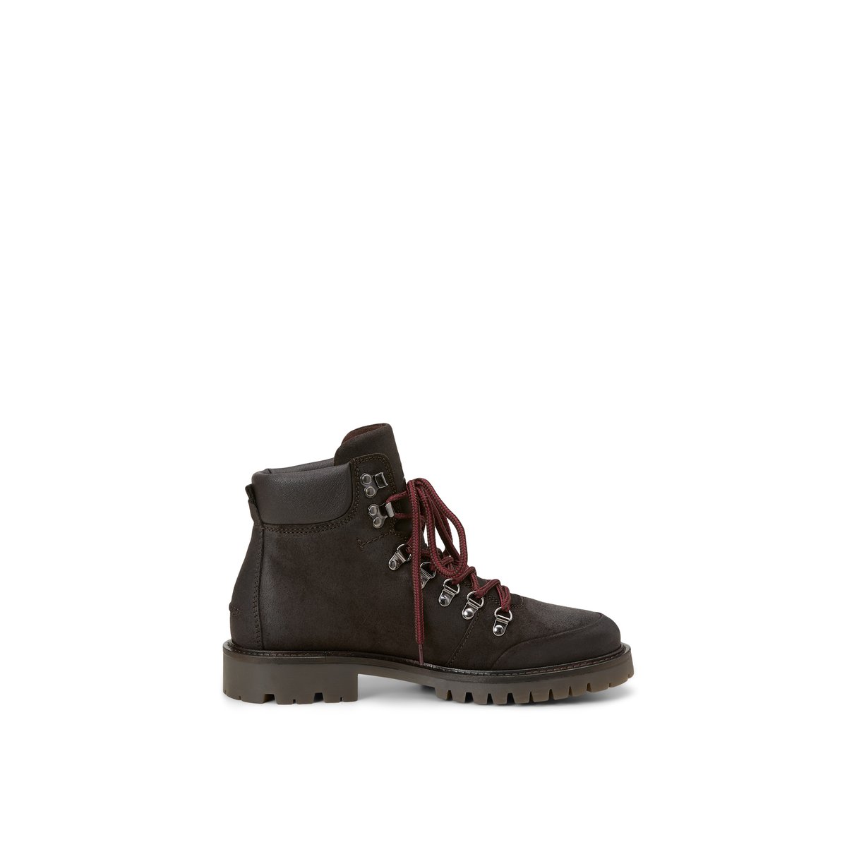 Bottes à lacets, modèle Armin en cuir velours souple marron foncé, MARC O'POLO