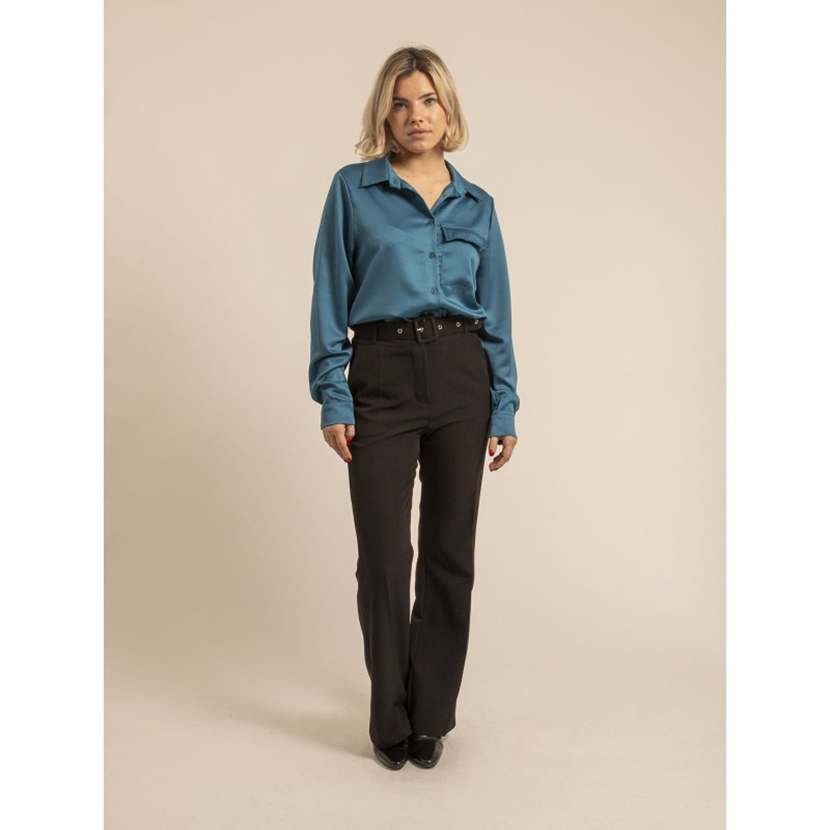 Pantalon Coupe Droite Ecaille noir, DONA LISA