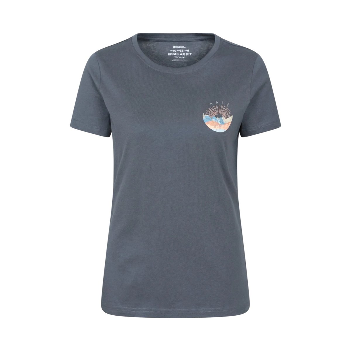 T-shirt motif/style imprimé sur poitrine en coton bio OBAN bleu marine, MOUNTAIN WAREHOUSE