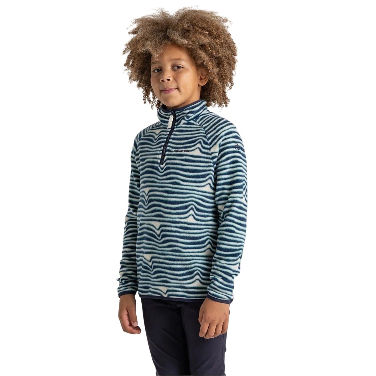 Sweat à col montant zippé motif/style ondulé KAI bleu mer foncé ondulé, CRAGHOPPERS