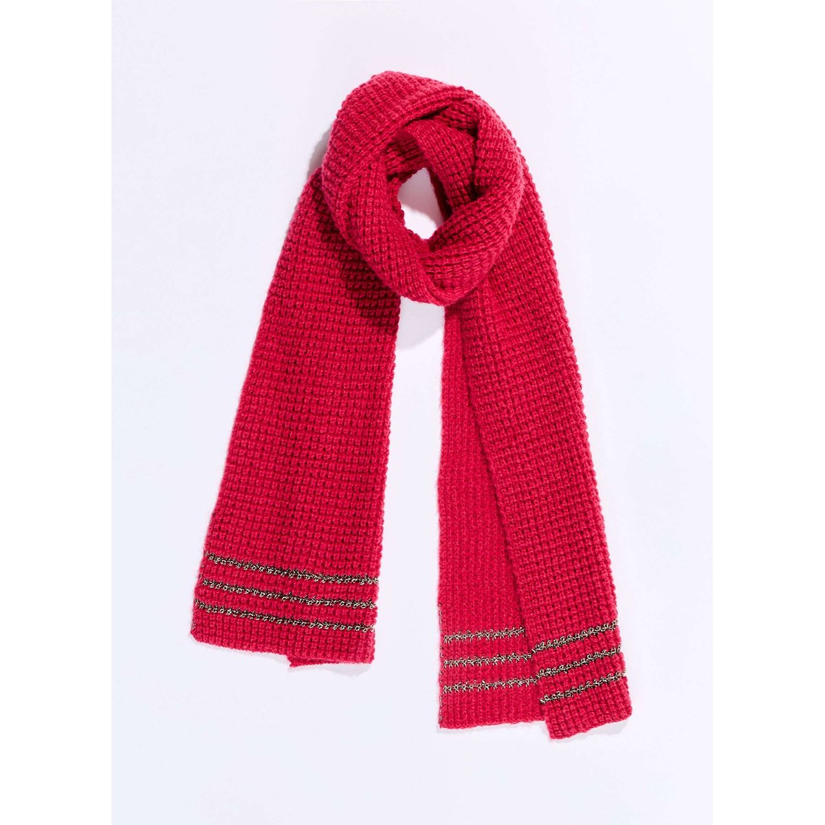 Écharpe maille chaude fil textile DISCO rouge, PRINCESSE NOMADE