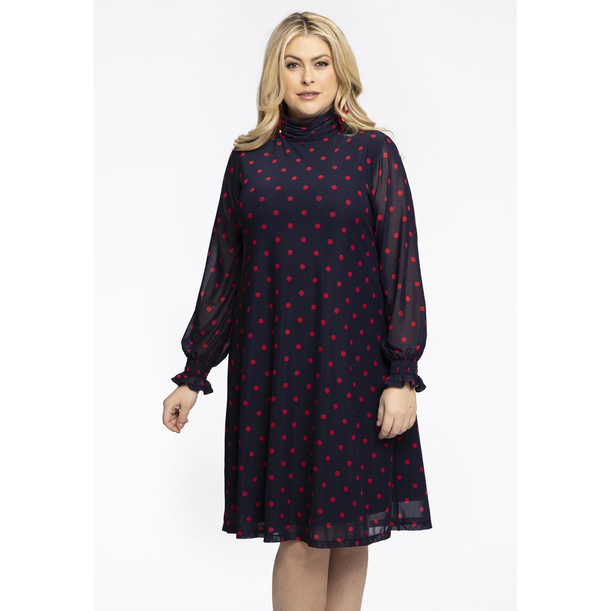Robe avec imprimé à pois bleu, YOEK