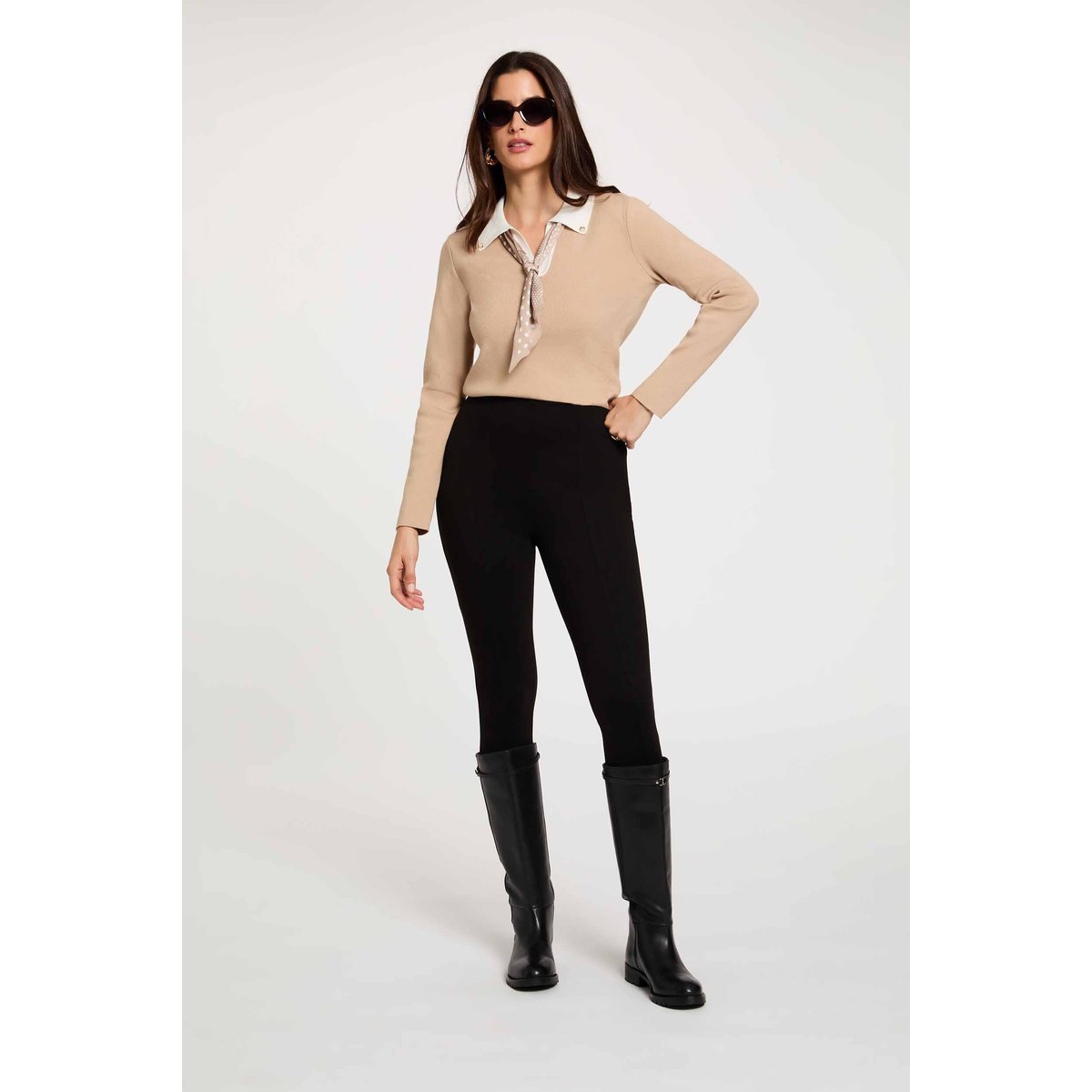 Pantalon legging uni noir, MORGAN