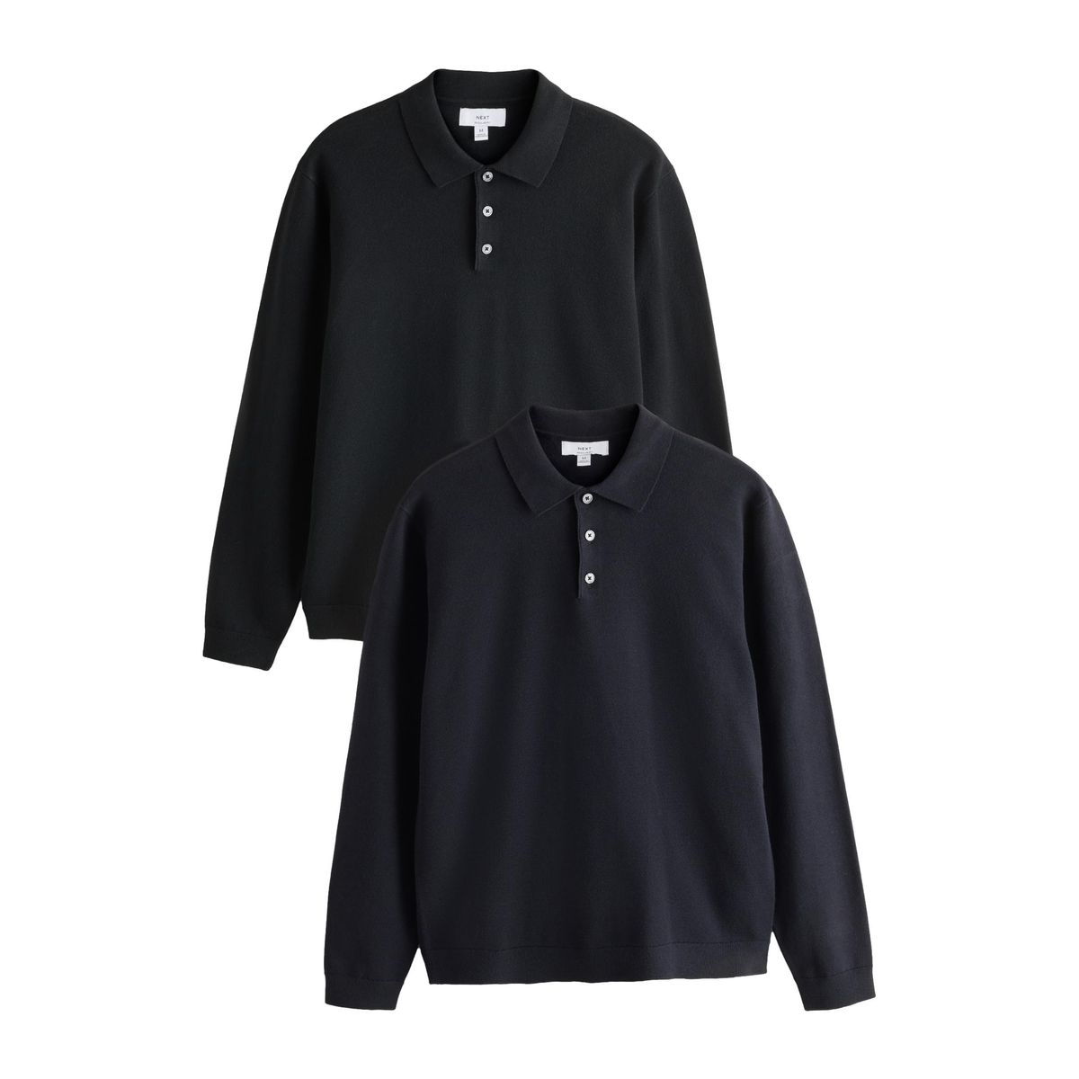 Polo en maille essential, lot de 2 noir/bleu marine, NEXT