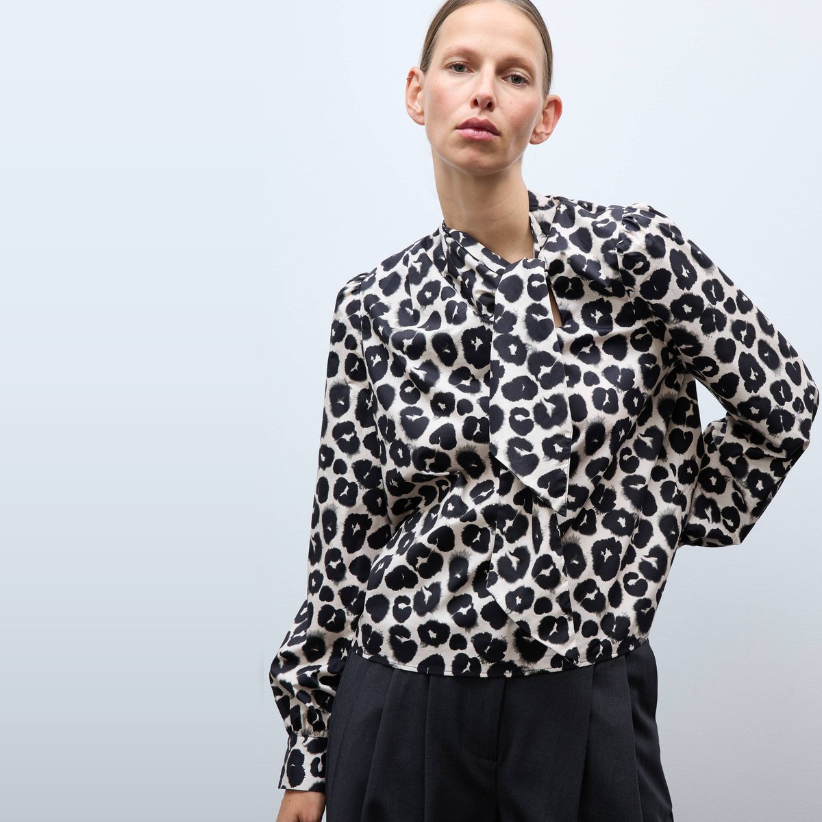 Blouse manches longue imprimée en coton BIO GOTS butter cream, MONOPRIX