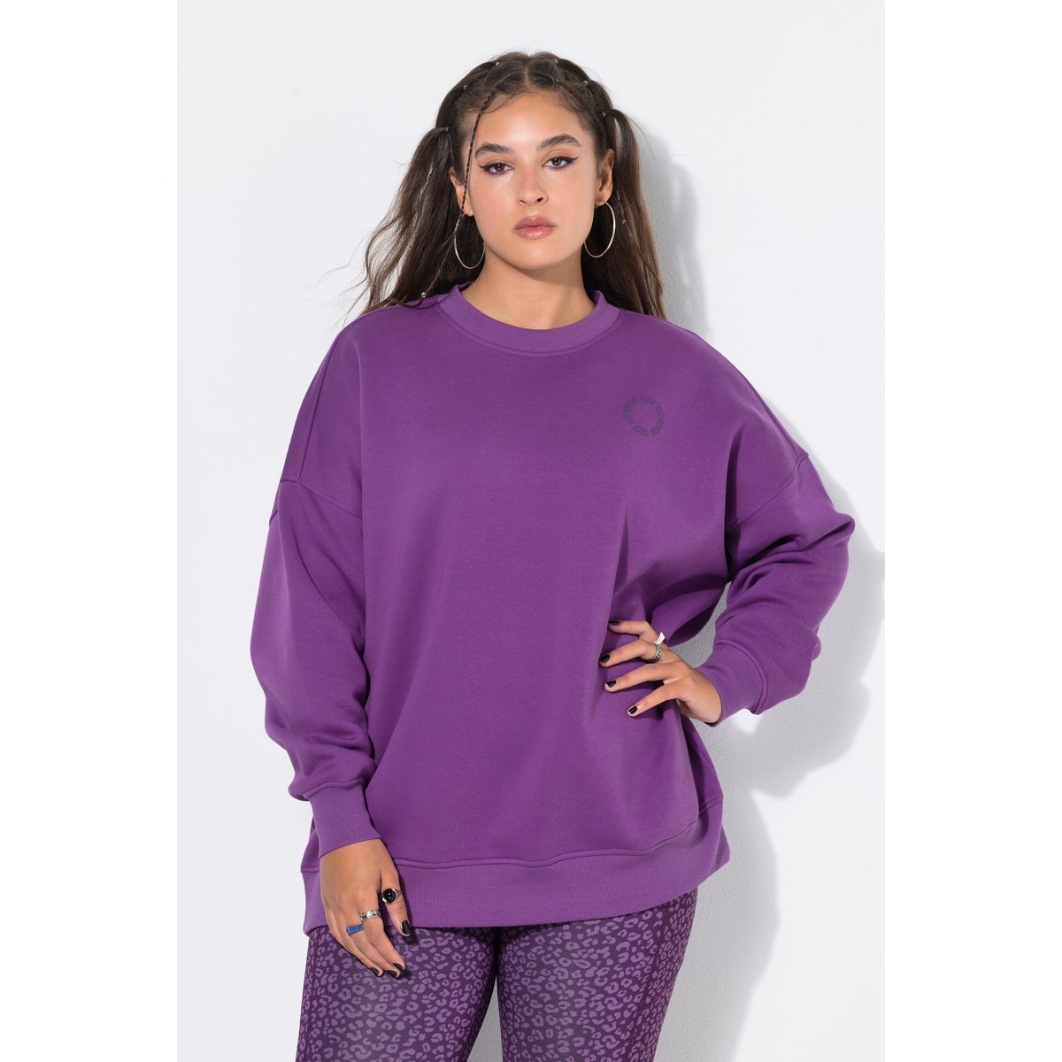 Sweat-shirt oversize, imprimé au dos aubergine, STUDIO UNTOLD