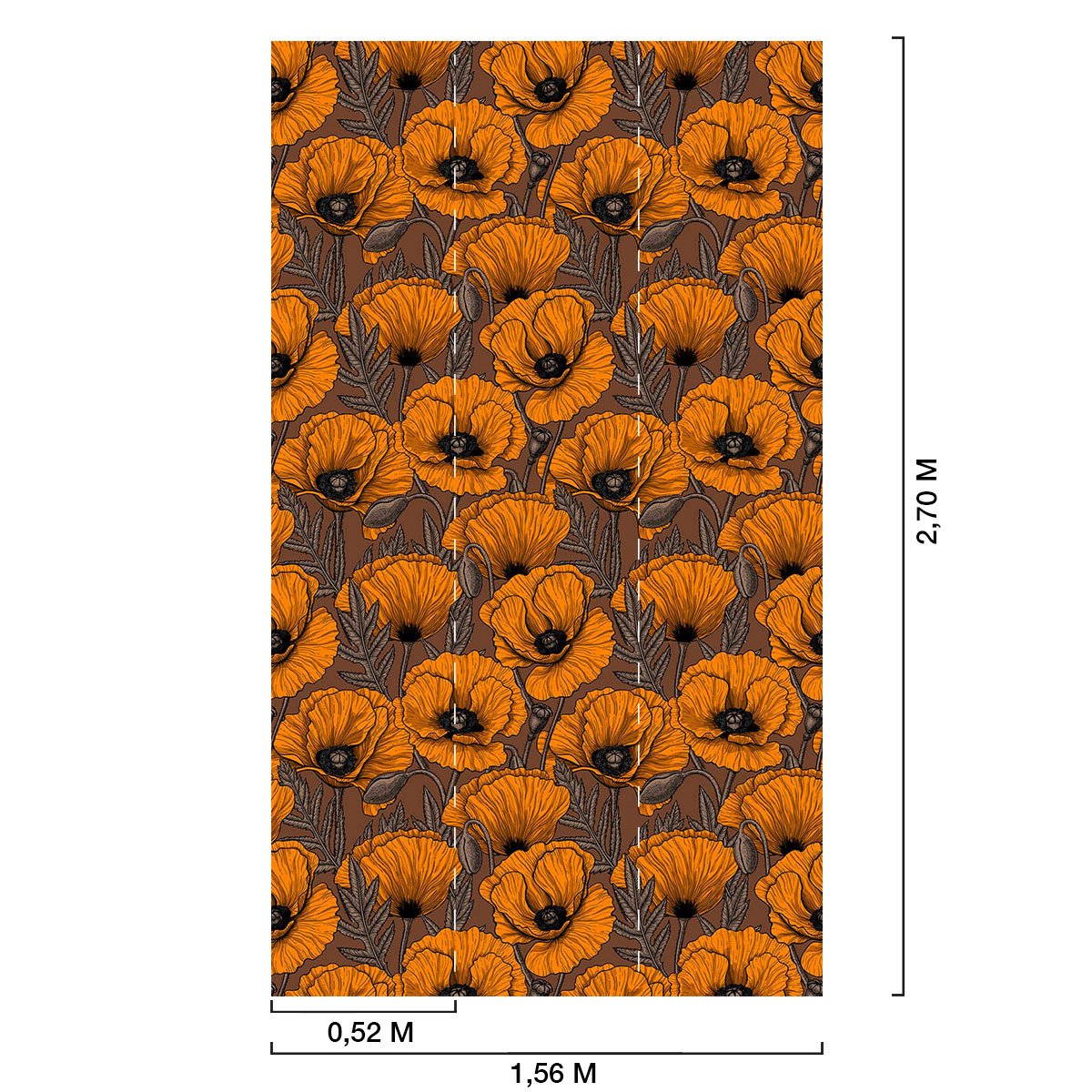 Papier peint papier coquelicot orange intissé, HEXOA