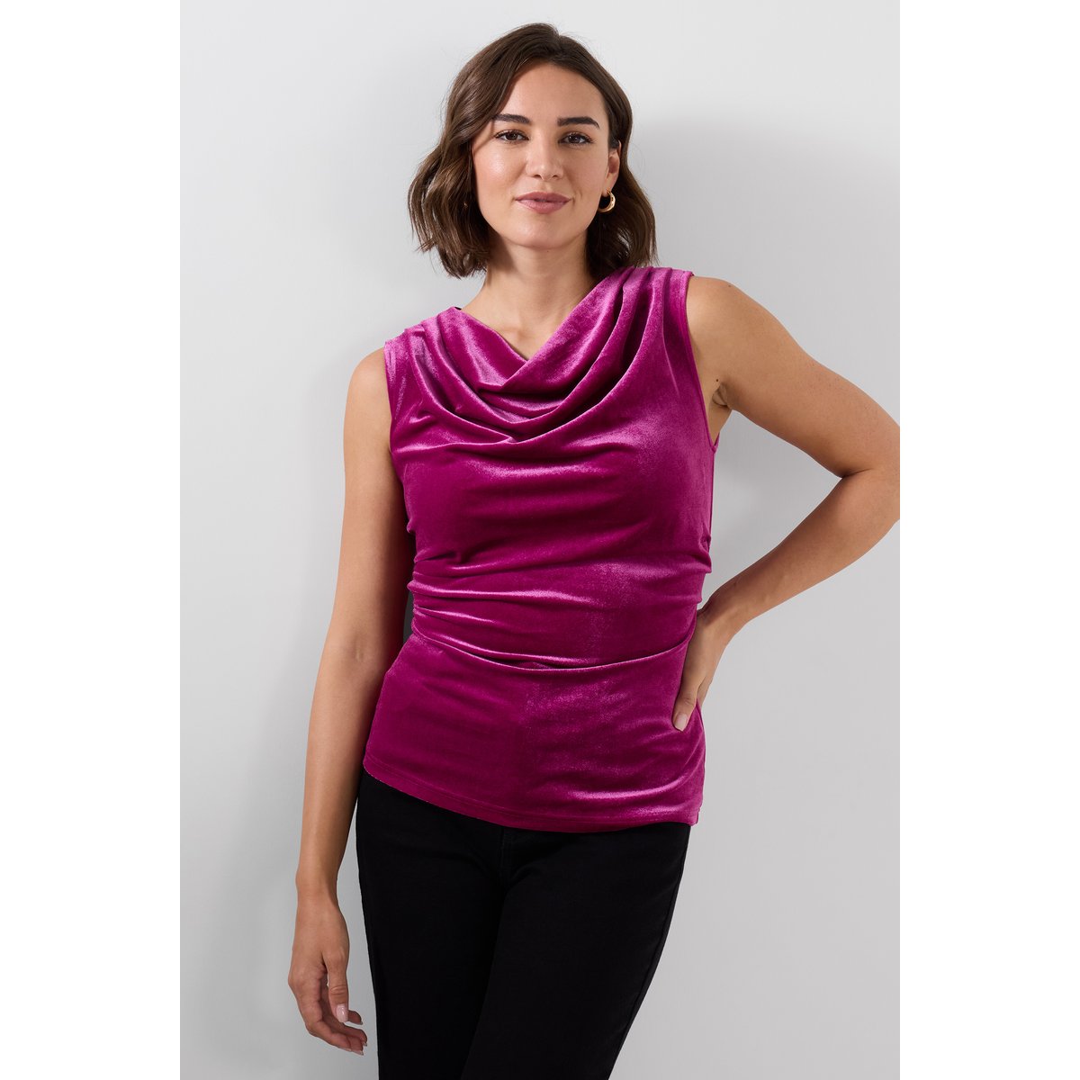 Haut Col Bénitier en Velours India rose, JOE BROWNS