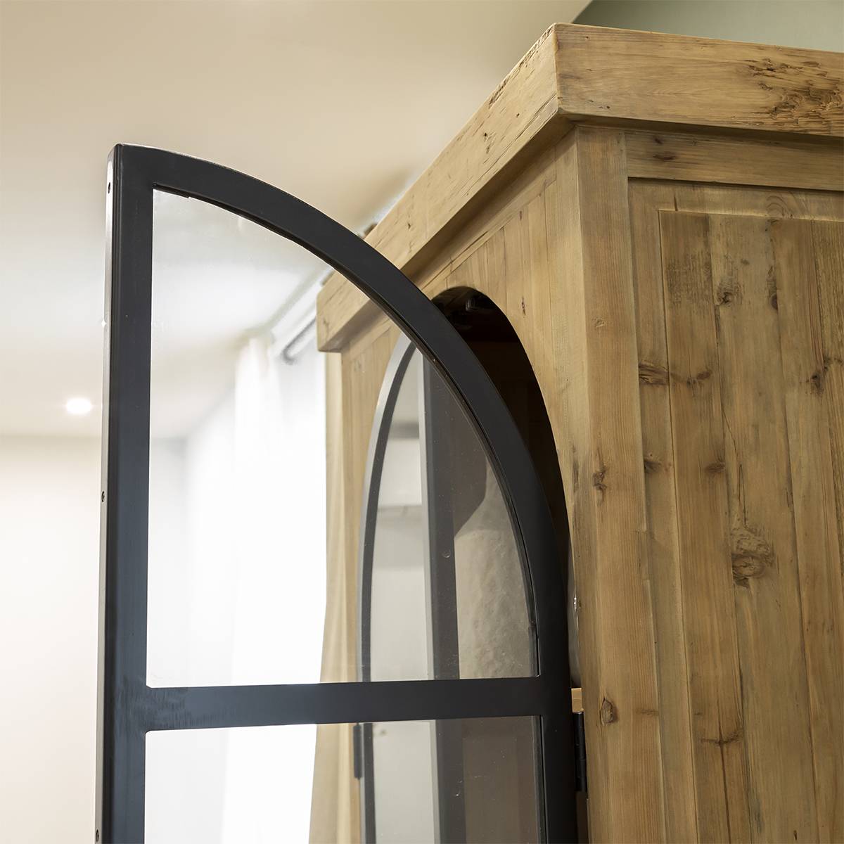 Vitrine en bois recyclé et métal GARANCE bois clair, MADE IN MEUBLES
