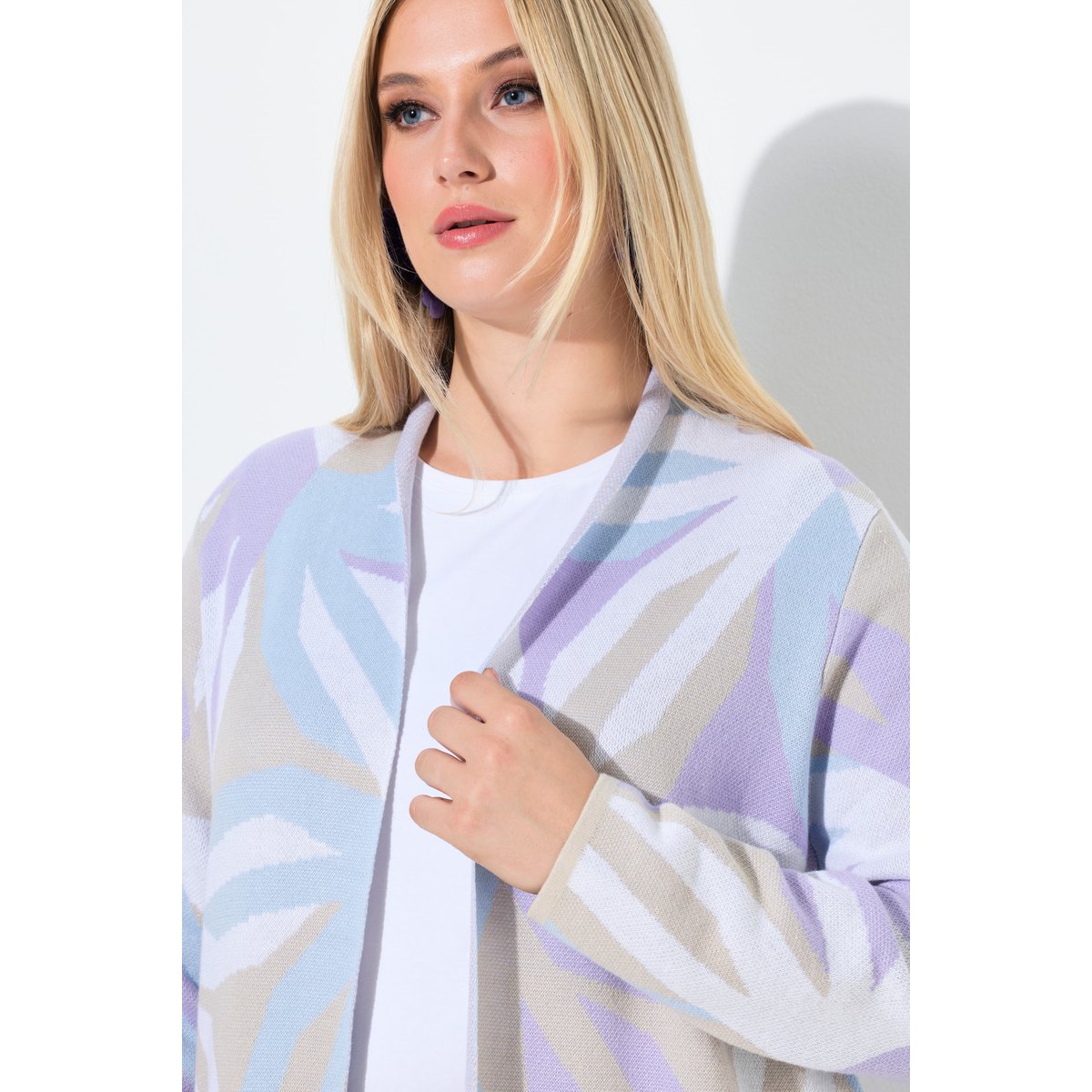 Cardigan long motif graphique blanc cassé, ULLA POPKEN