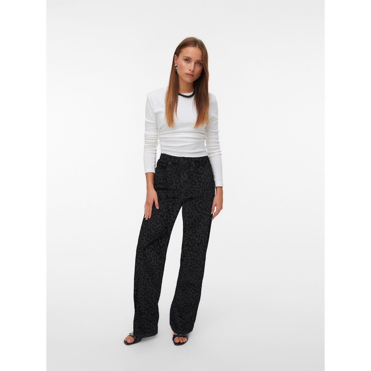 Jean À Coupe Large black denim, VERO MODA