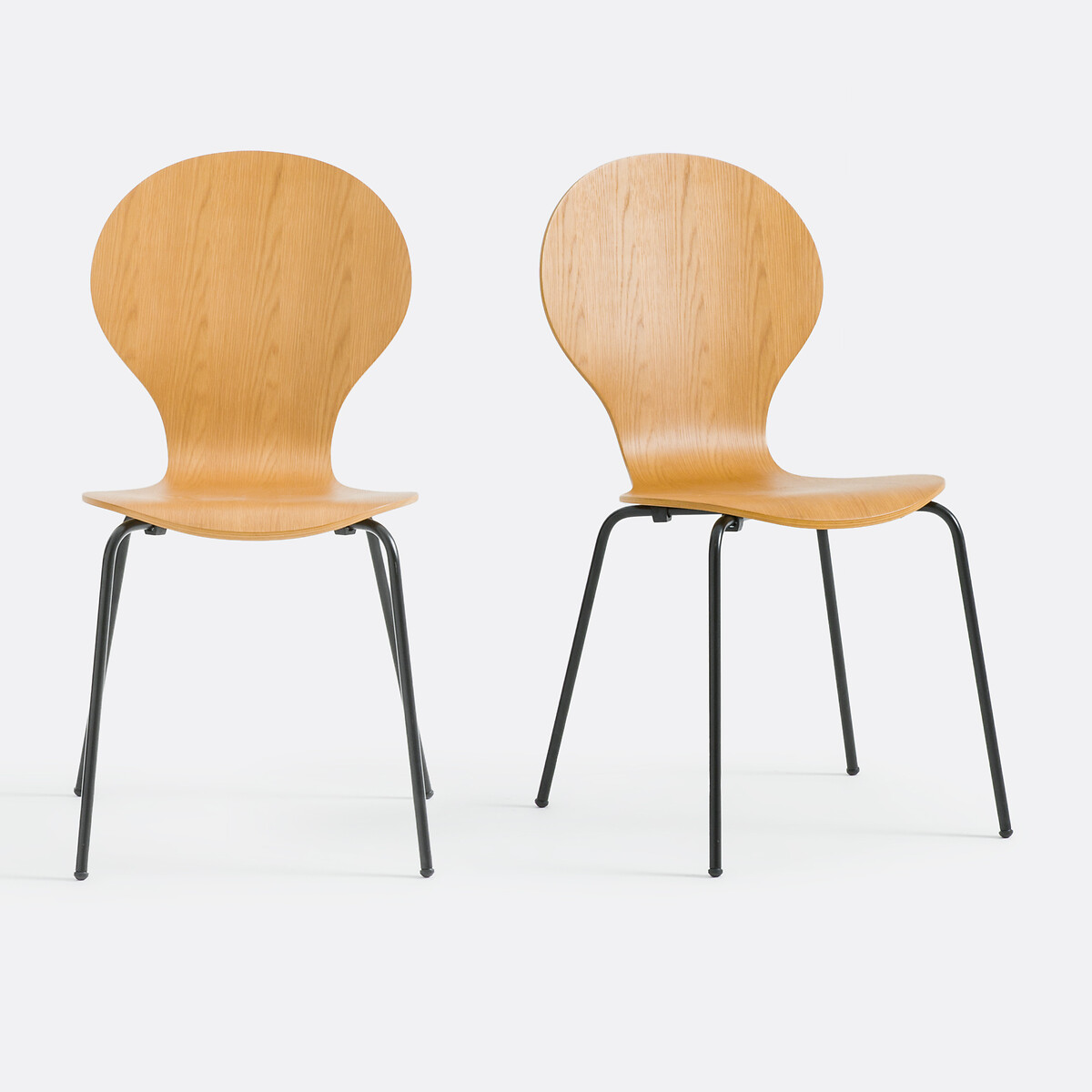 Lot de 2 chaises empilables, Lenon teinté chêne, LA REDOUTE INTERIEURS