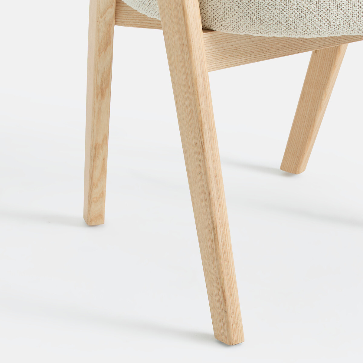 Fauteuil de table vintage, frêne massif et tissu bouclette, VALENTINA ecru, LA REDOUTE INTERIEURS