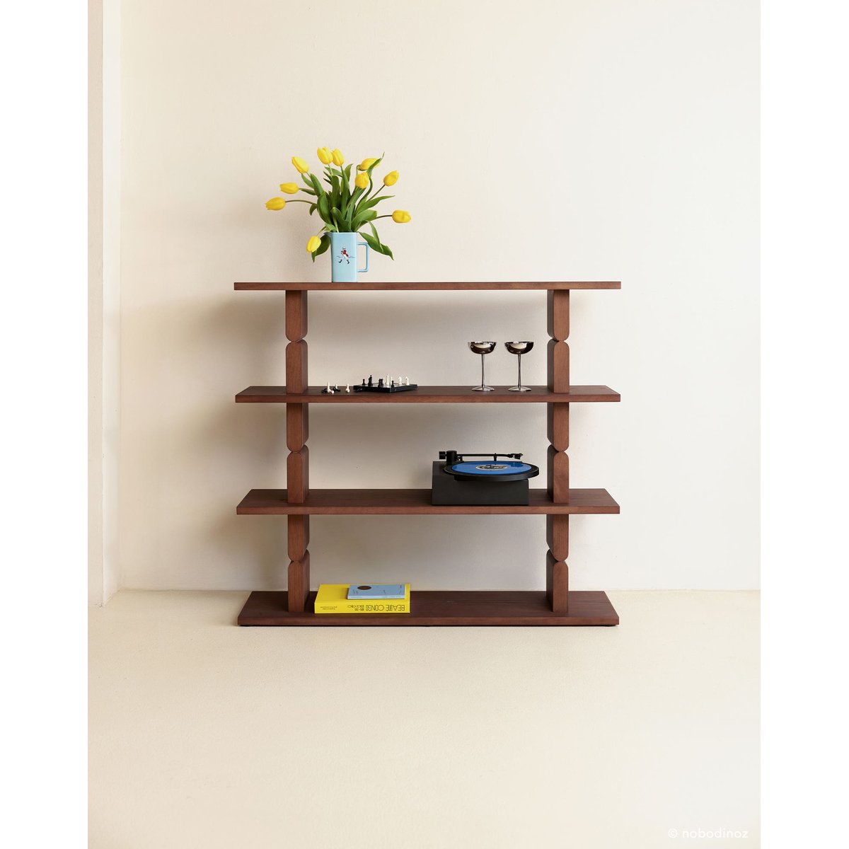 Bibliothèque en bois teinté noon noyer, NOBODINOZ