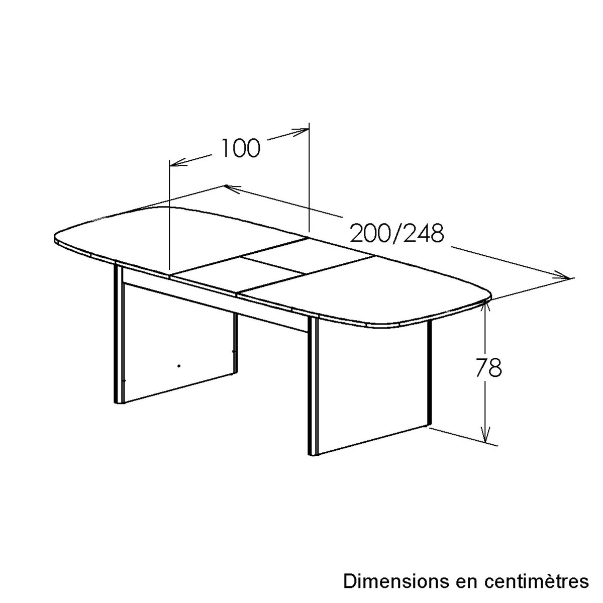 Table rectangulaire imitation bois naturel beige, DIAGONE