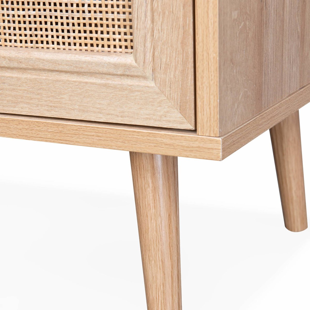 Meuble TV scandinave cannage 2 portes 120cm BOHÈME naturel, SWEEEK