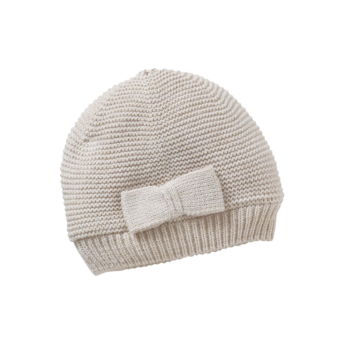 Ensemble bébé bonnet + snood + moufles noeuds écru, VERTBAUDET
